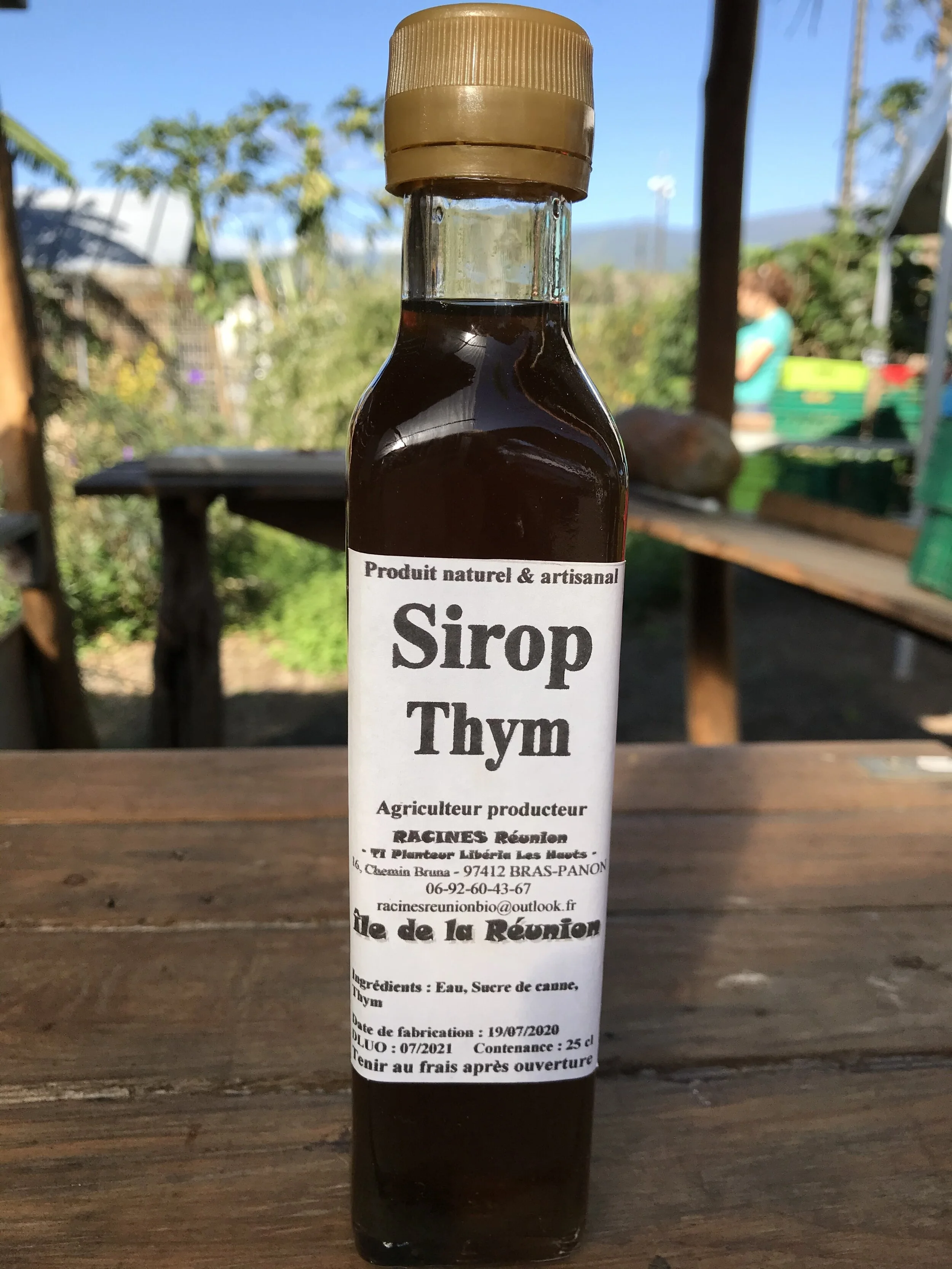 sirop thym, 250ml, 8€