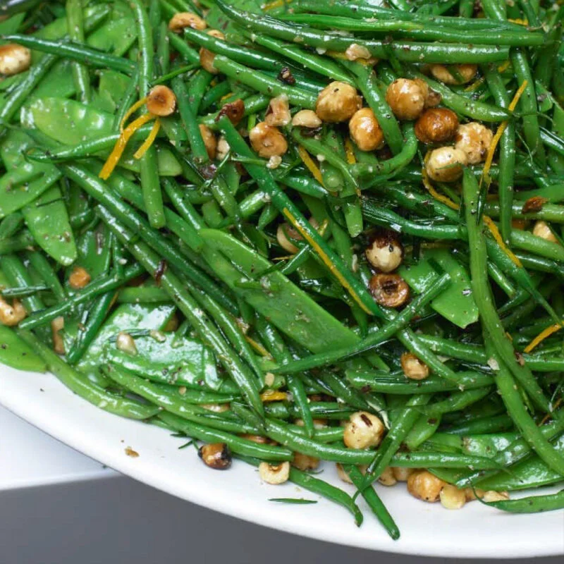 salade de haricots verts, noisettes et oranges