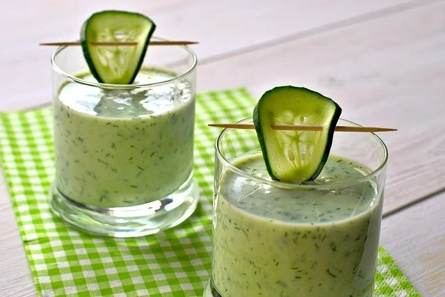 Soupe froide concombre menthe
