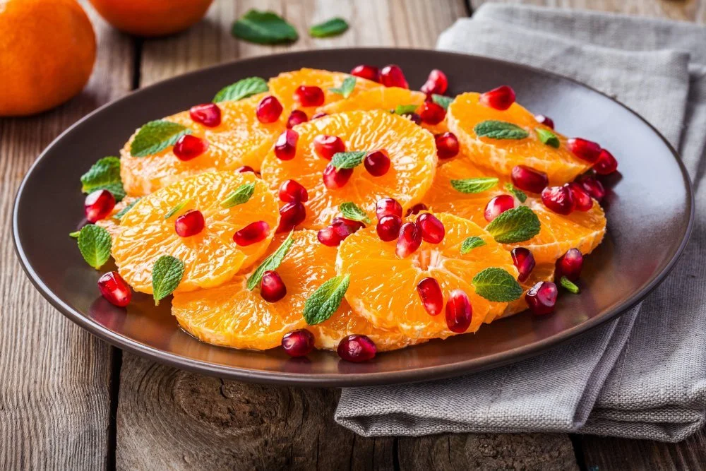 La salade de clémentines et de menthe
