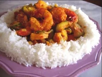 Cari de crevettes et courgette