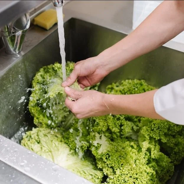 Nettoyant pour évier et inox avec de la salade