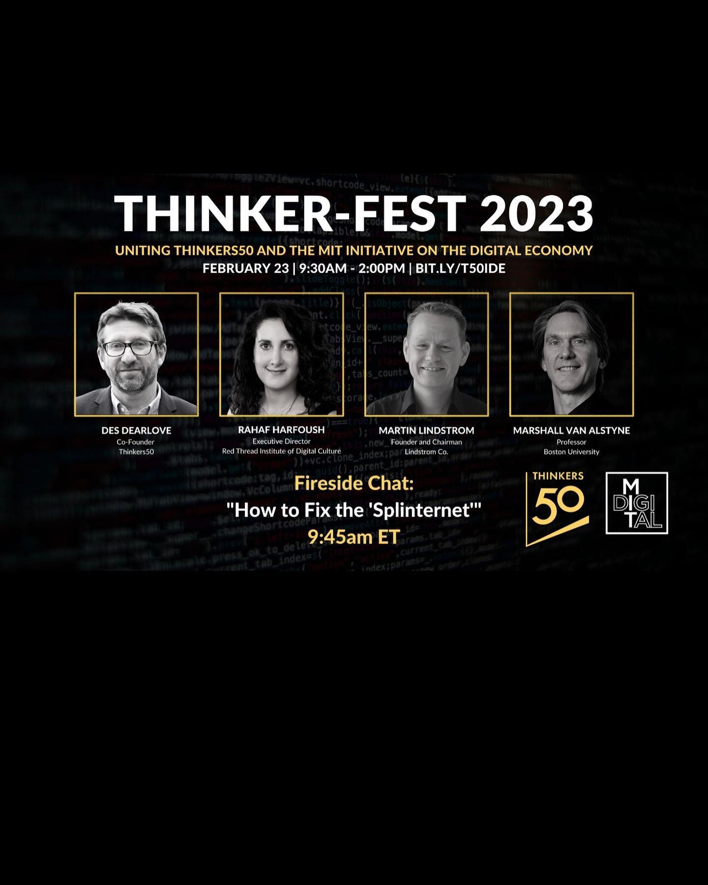 Join me this Thursday at 9am EST/ 3pm CET for a panel conversation about the divisive power of algorithms. In partnership with @thinkers50_global and @mitmedialab we&rsquo;ll dive into the root causes and what we can do about this. Link in stories!