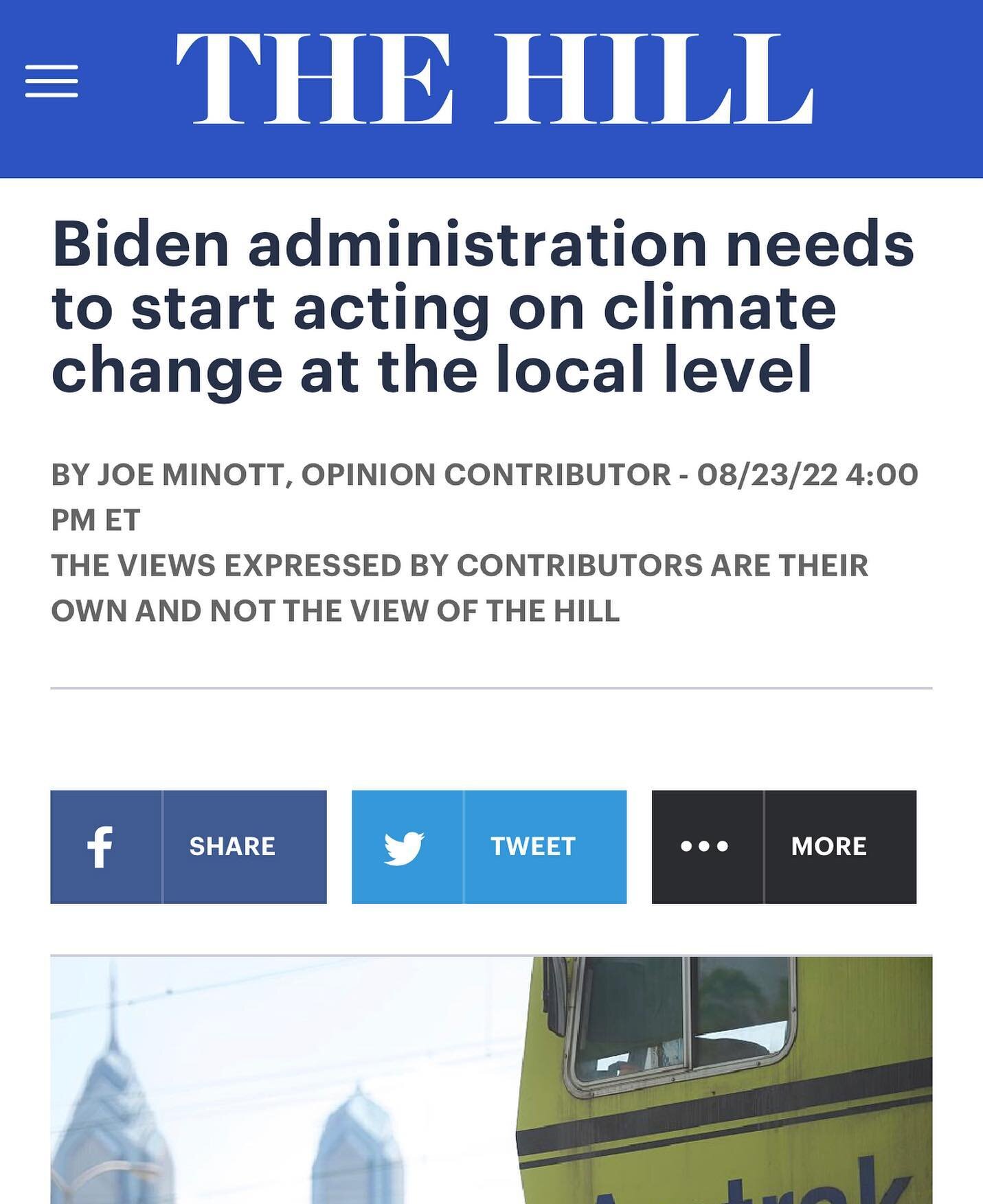 Powerful op-ed in @thehill from Clean Air Council&rsquo;s Joseph Minott explains why decarbonization &ldquo;requires a full commitment from the president down through the cabinet secretaries to the entirety of the federal bureaucracy. Unfortunately, 