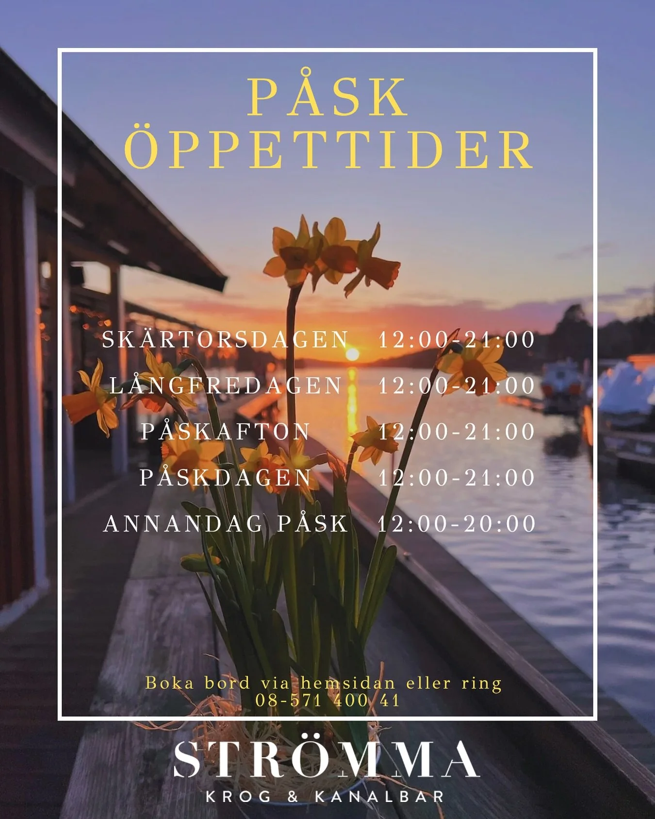 🐣 Fira p&aring;sken hos oss &ndash; en helg att njuta av! 🐣

V&aring;ren &auml;r h&auml;r och med den kommer p&aring;sken &ndash; en tid f&ouml;r god mat, skratt runt bordet och stunder att minnas. Vi p&aring; Str&ouml;mma Krog &amp; Kanalbar ser f