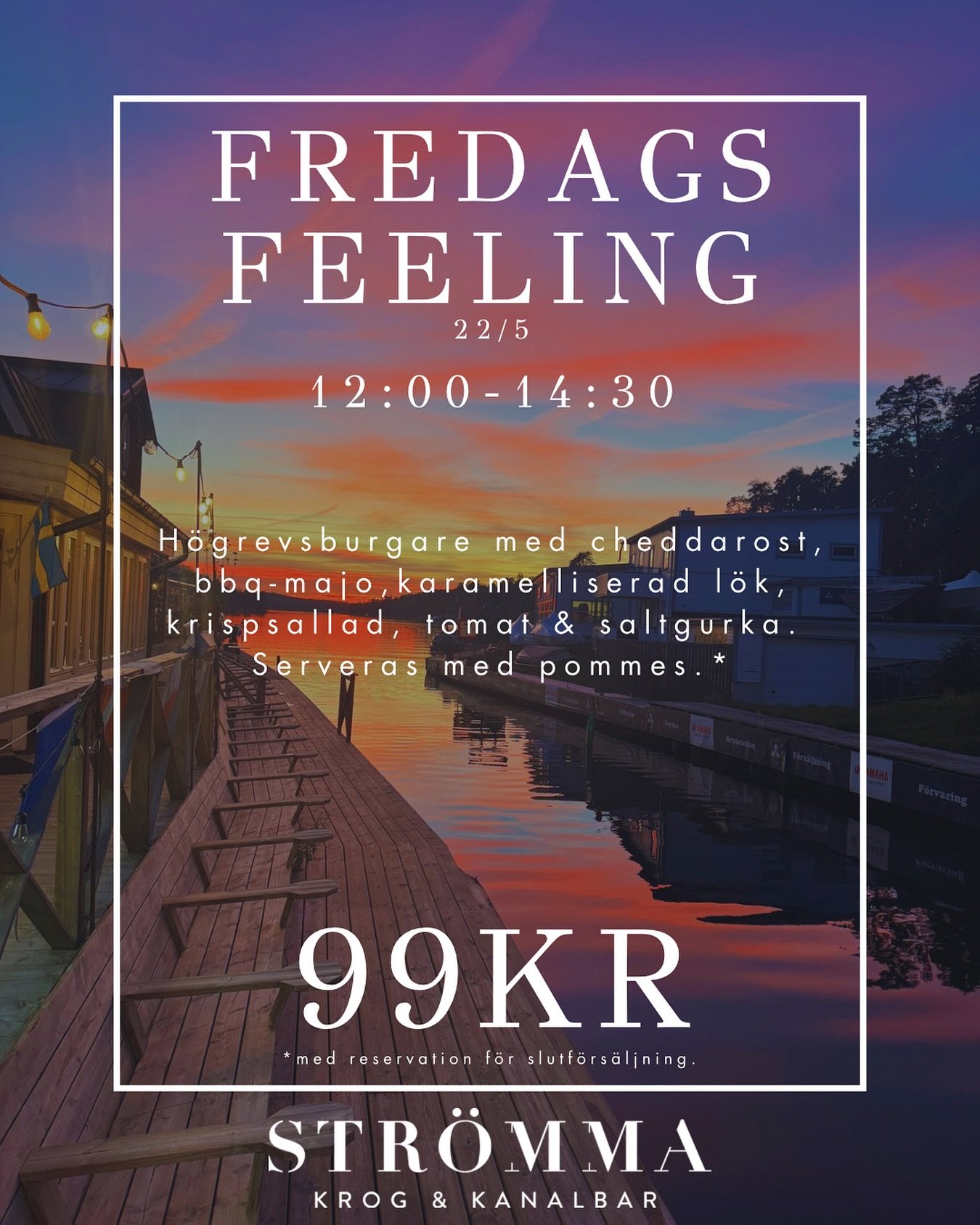 Imorgon serverar vi v&aring;r popul&auml;ra H&ouml;grevsburgare och med det fantastiska v&aring;rv&auml;dret p&aring; plats k&auml;nns det som den perfekta dagen att njuta av en riktigt god lunch.

Saftig h&ouml;grevsburgare med goda tillbeh&ouml;r o