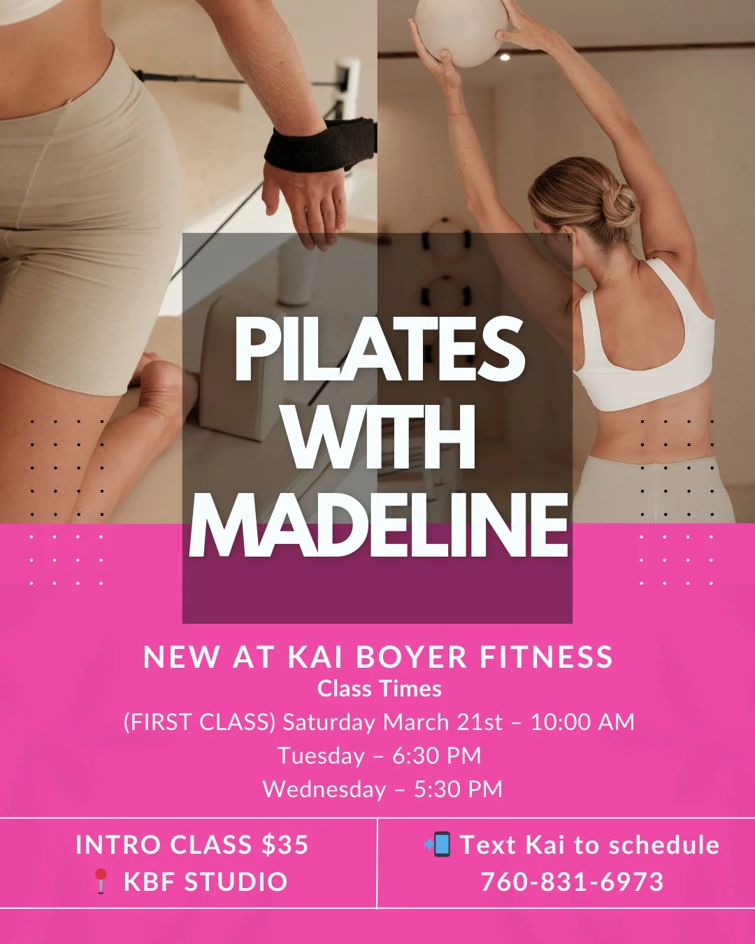 Pilates is now at Kai Boyer Fitness 🤍⁠
⁠
We&rsquo;re excited to officially introduce Pilates classes at the KBF studio &mdash; designed to help you build strength, improve mobility, and move with intention.⁠
⁠
Whether you're looking to complement yo