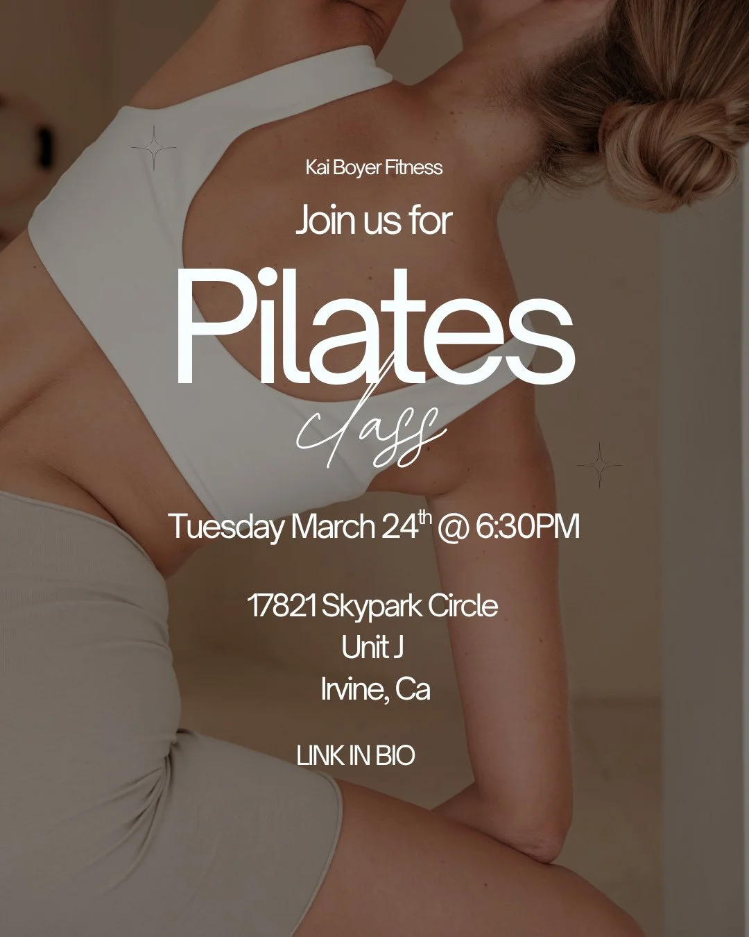 Join us for Pilates 🤍⁠
⁠
We&rsquo;re so excited to bring Pilates to Kai Boyer Fitness &mdash; a space to move with intention, build strength, and reconnect with your body.⁠
⁠
Whether you&rsquo;re just getting started or looking to elevate your routi