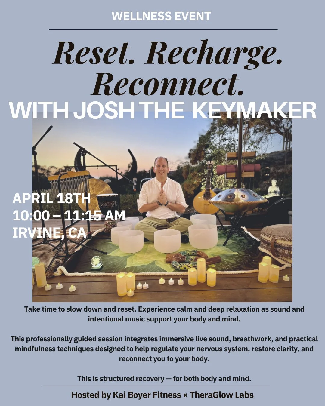 Join us for a morning of deep reset + alignment ✨⁠
⁠
Our Sound Bath &amp; Mindset Alignment experience is designed to help you slow down, regulate your nervous system, and reconnect, physically and mentally.⁠
⁠
Guided by Josh &ldquo;The Keymaker,&rdq