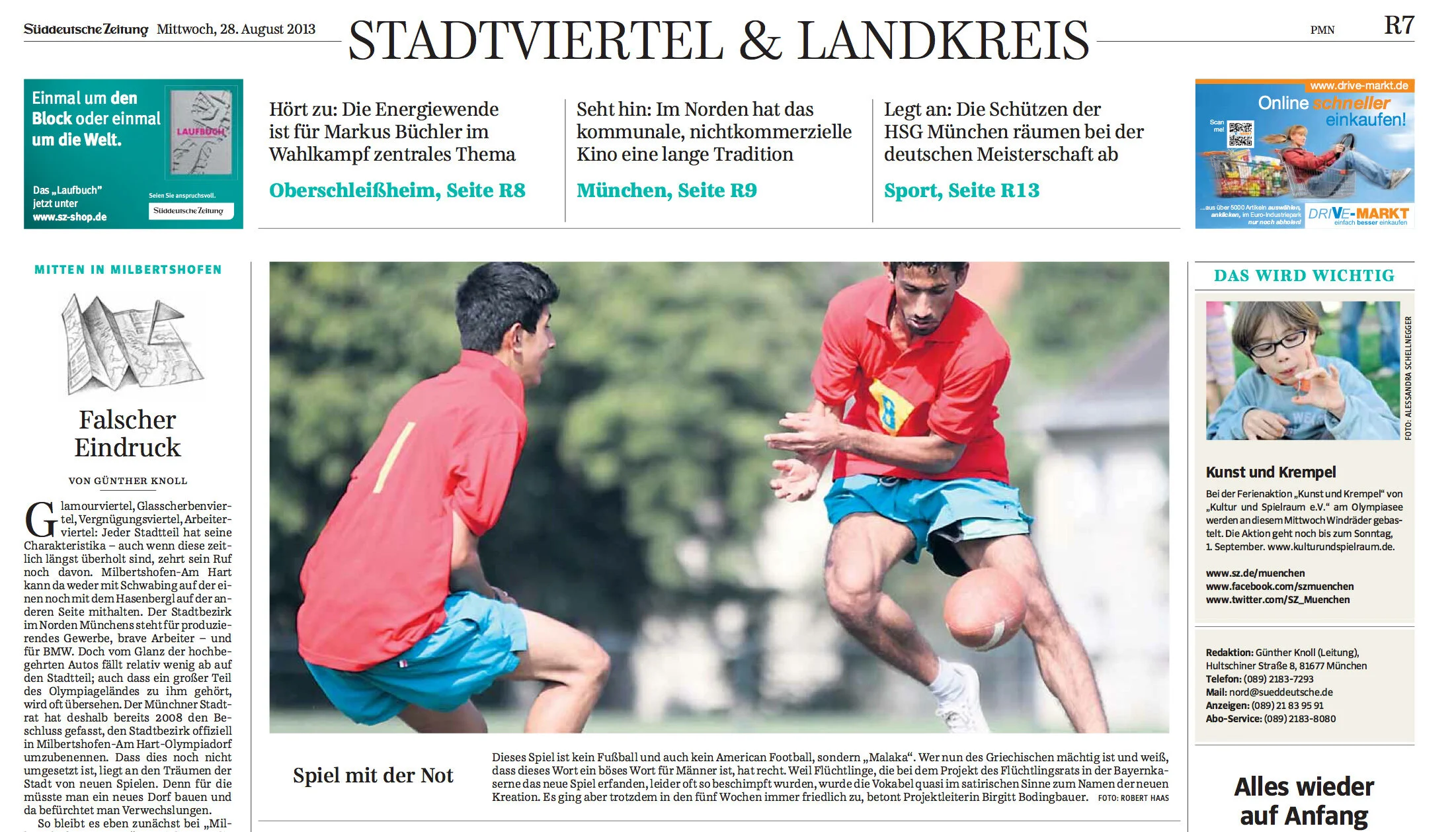 Munich Refugee Project in SudDeutsch Zeitung