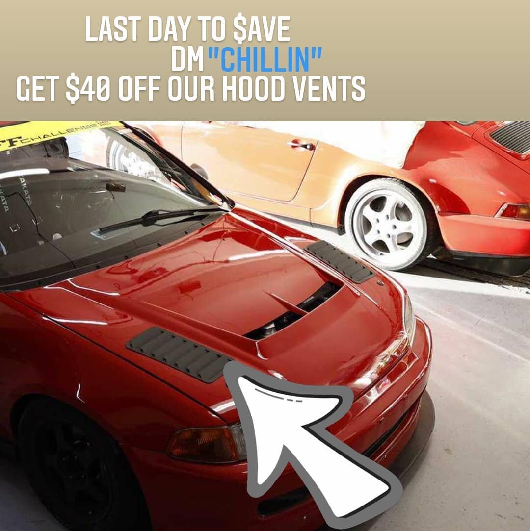 Our Pre-Heat Sale is almost over!

Snag a $40 discount on our rivetless hood vents. Sale Ends at midnight 3/31.

Simply DM us to claim your discount.

#hoodvents #vents #hot #acura #honda #hffchallenge #htac #subaru #ej #ek #ef #hatch #drag #track