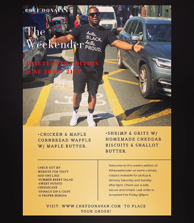 #theweekender and @chefdonavan present #juneteenth #jubileeday gourmet brunch menu for your consumption. Ordering is easy and secure; just follow the link in my bio. 👨🏿&zwj;🍳 (Don&rsquo;t forget those add-ons to enhance your meal.)
.
.
#blackchef 