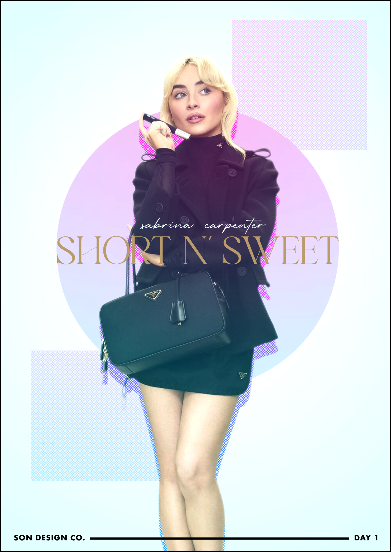 DAY 1 — Sabrina Carpenter
Kicking off a new personal project to help sharpen my design skills and (hopefully!) boost visibility while I job hunt. Each day, I’ll be creating a poster design based on a random person, theme, or moment — no strict rules