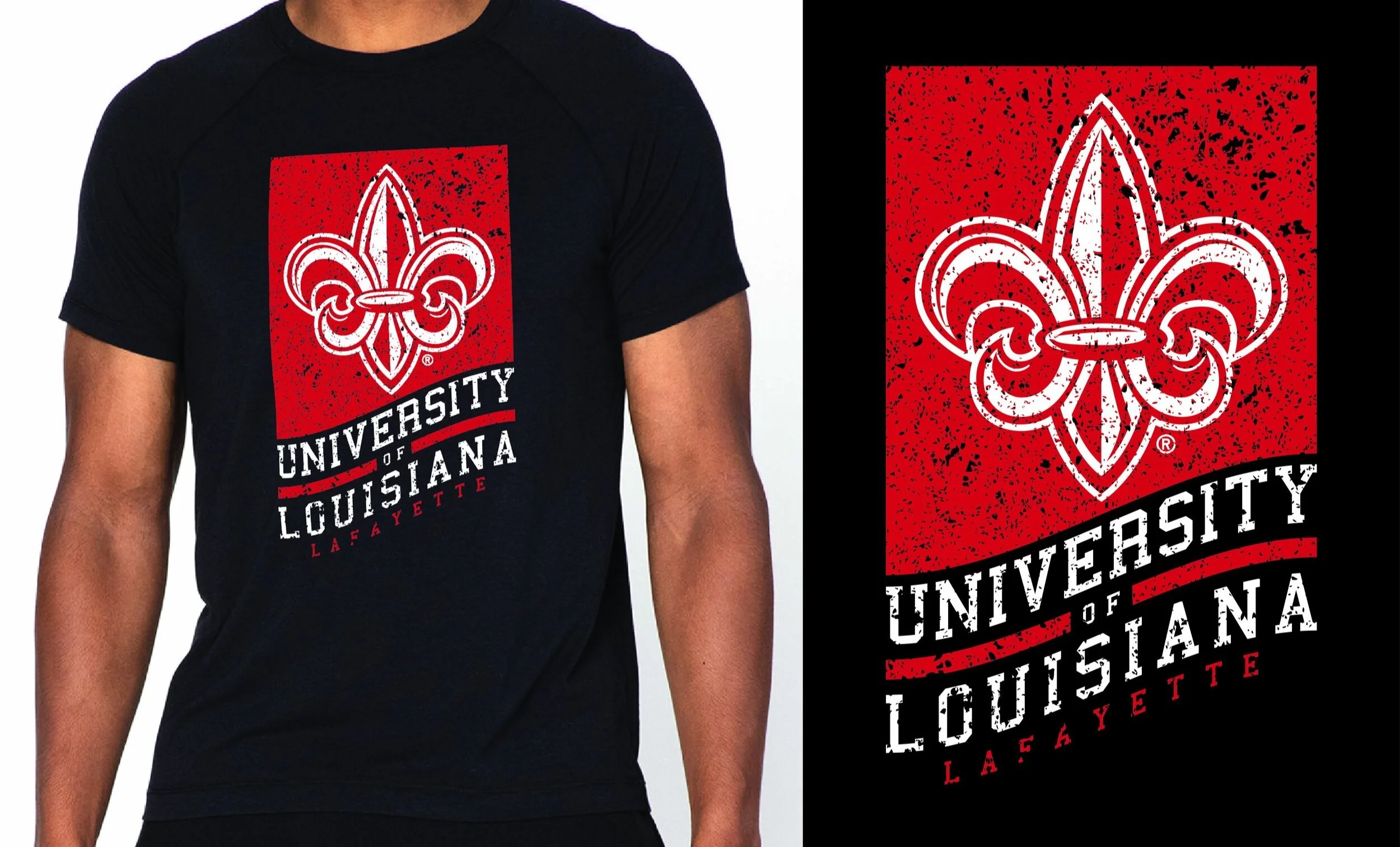 Original t-shirt design currently awaiting approval from ULL. Made as an effort to attract more male customers to the store dominated by a mostly feminine clientel.