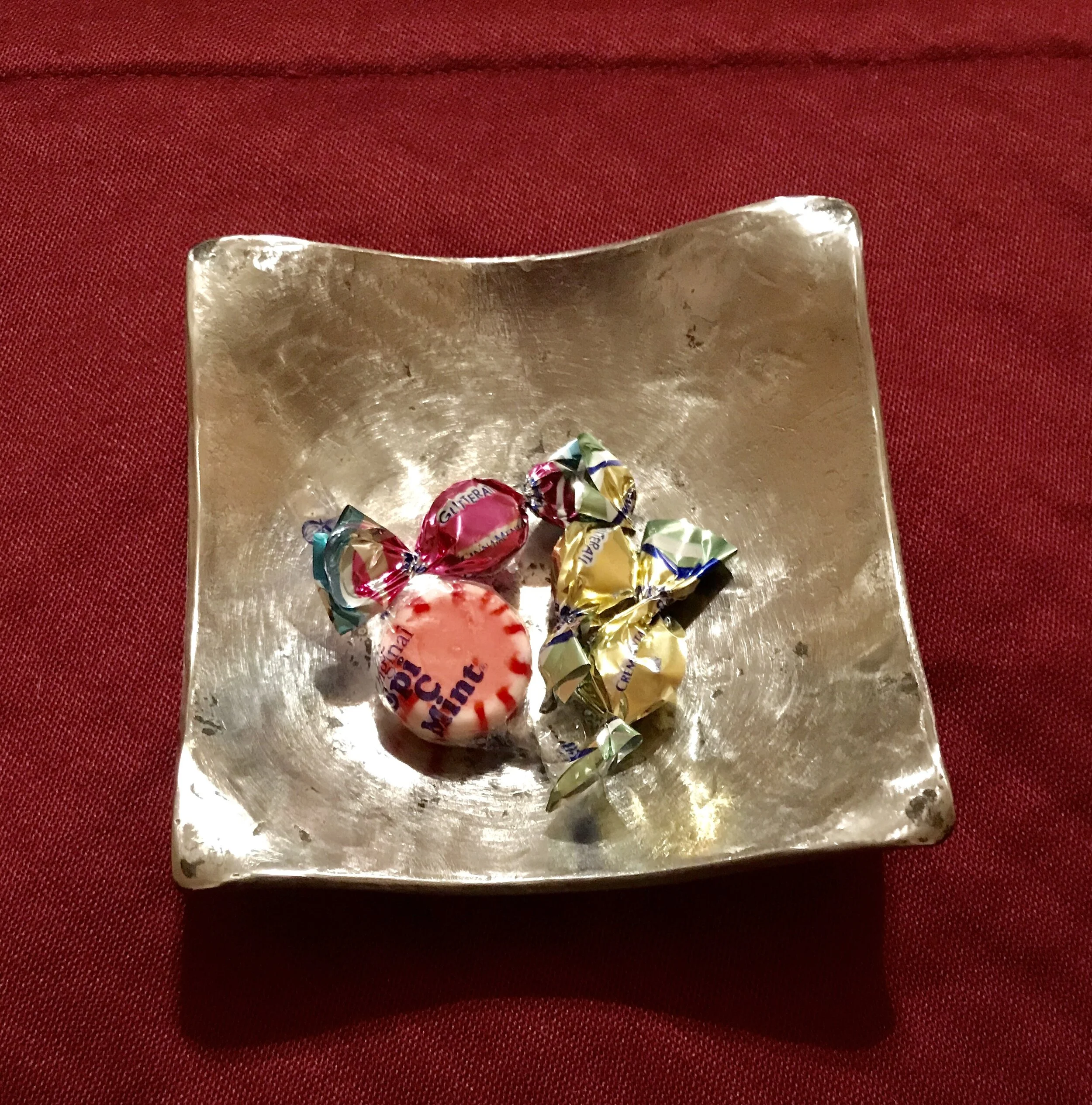Hammered steel trinket bowl