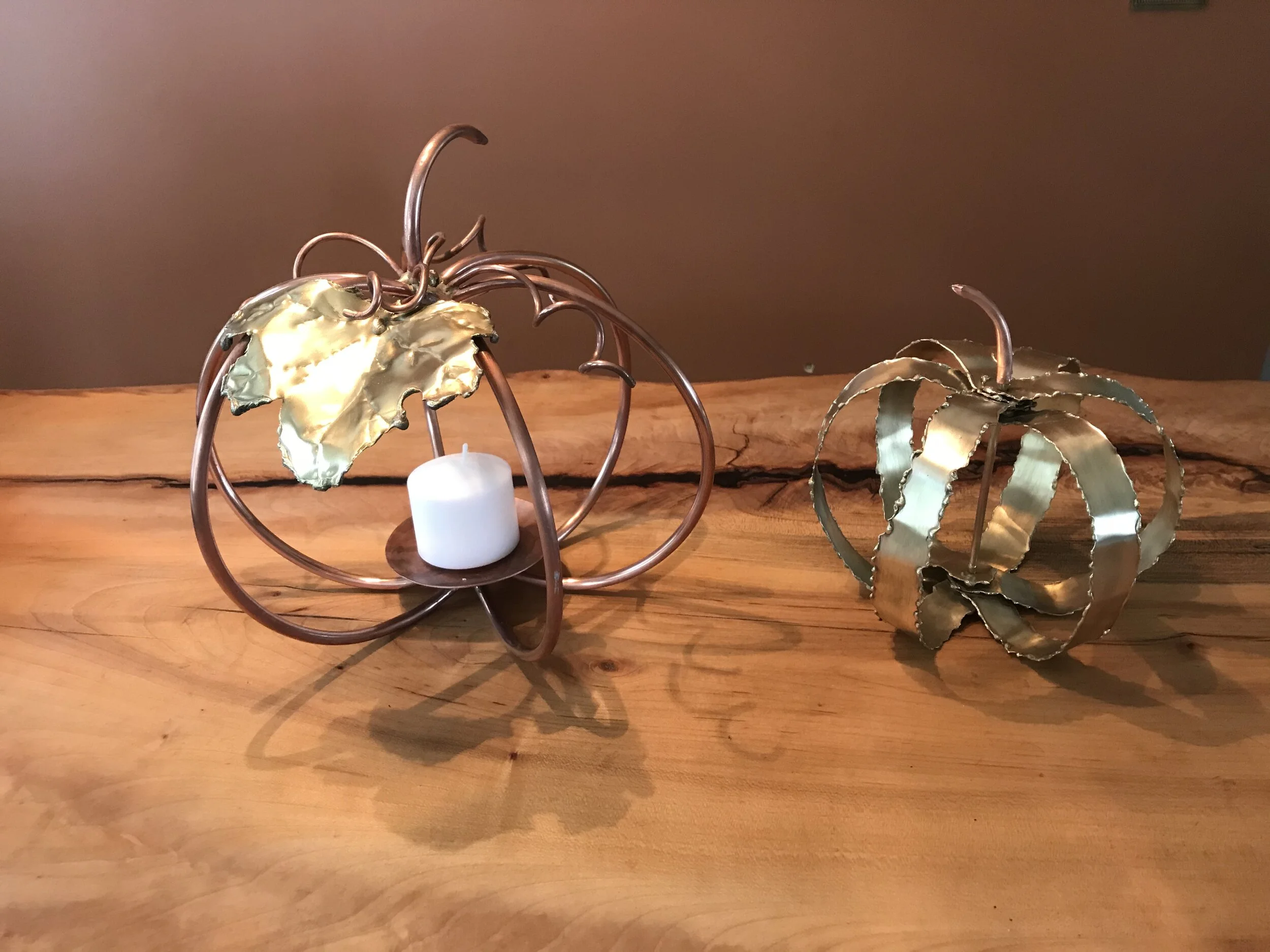Copper and brass pumpkins