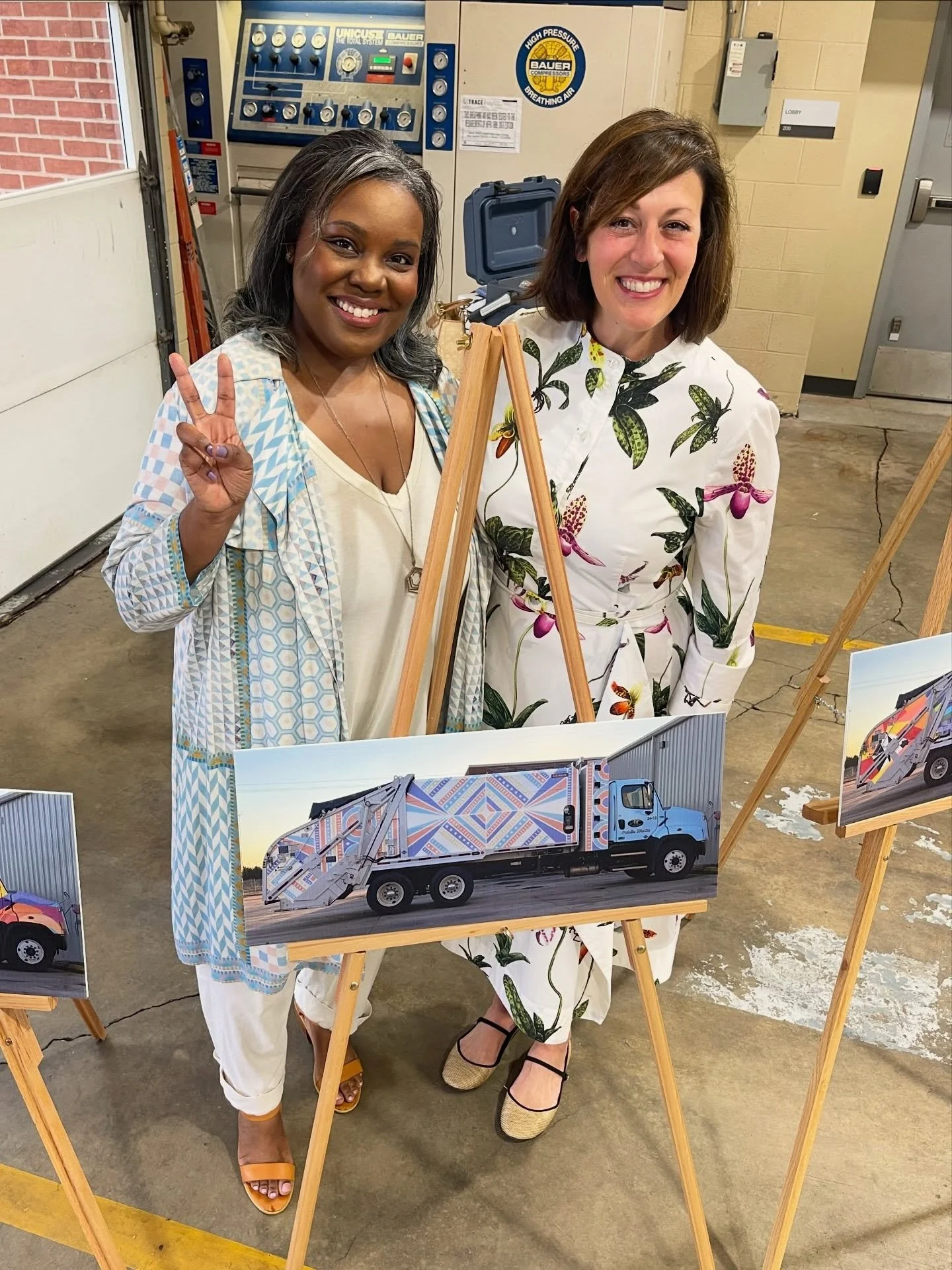 Thank you to the @cityofnicholshills for hosting the truck art unveiling on this rainy day ☔️🩵

It was so exciting to see the first truck roll out, and I&rsquo;m incredibly grateful for the opportunity to see our artwork transformed into a moving ca