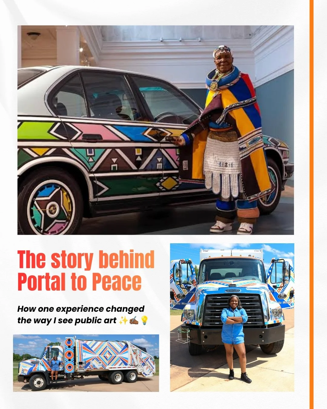 The story behind Portal to Peace ☮️

Last year, I traveled to Miami Art Basel thanks to nearly $3,000 raised through public and private support.

While I was there, I encountered the work of South African artist @esthermahlanguart. Her approach to pa