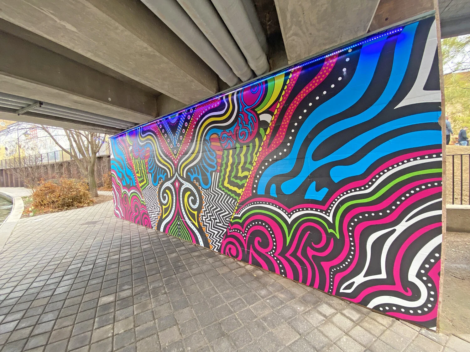 "Grow" 7 x 21 ft, Vinyl, Bricktown Canal, OKC, 2020. Removed in 2022.