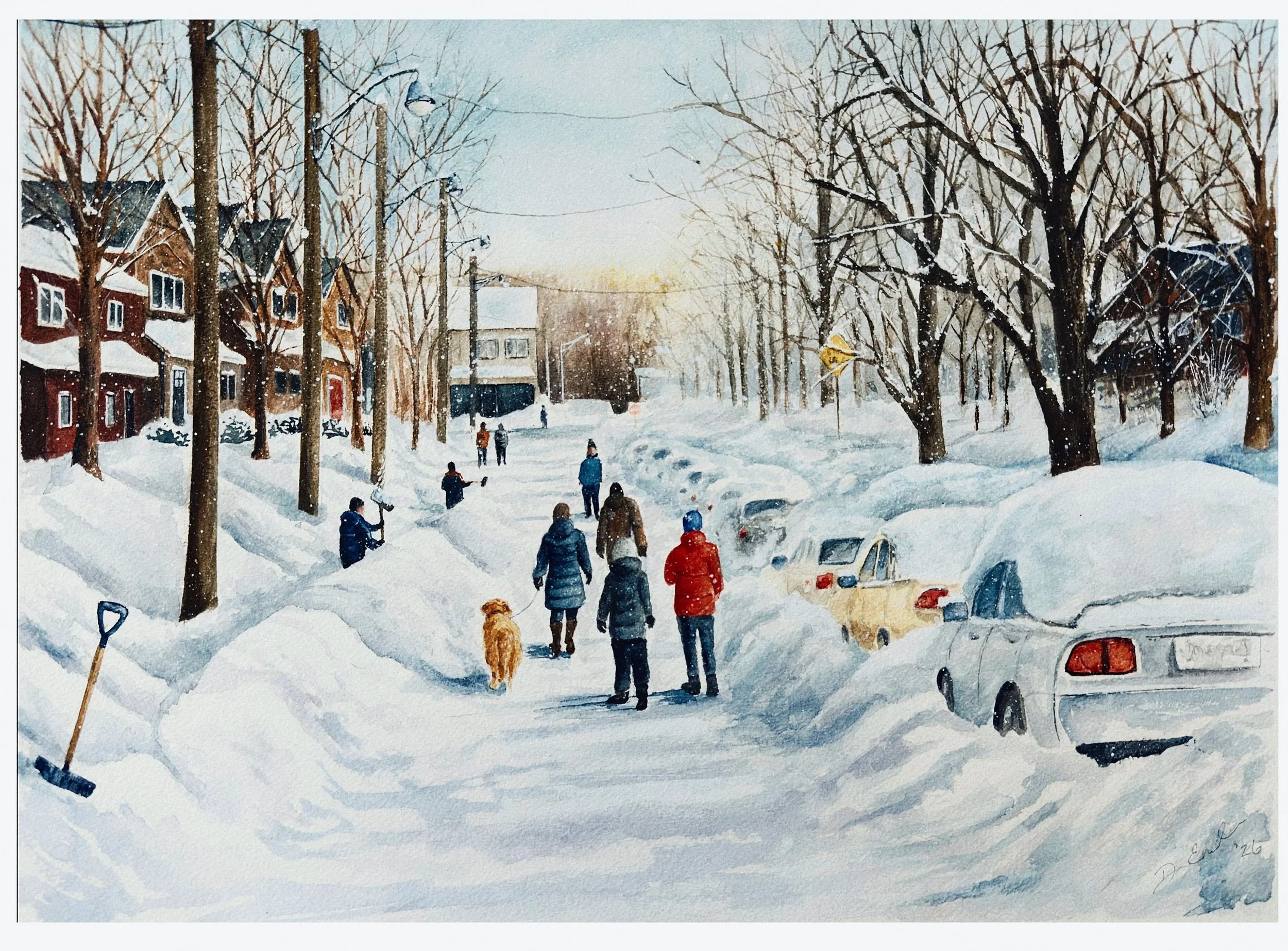 Toronto Beaches Snowstorm - 14" x 18" - Watercolour -  $590.00 