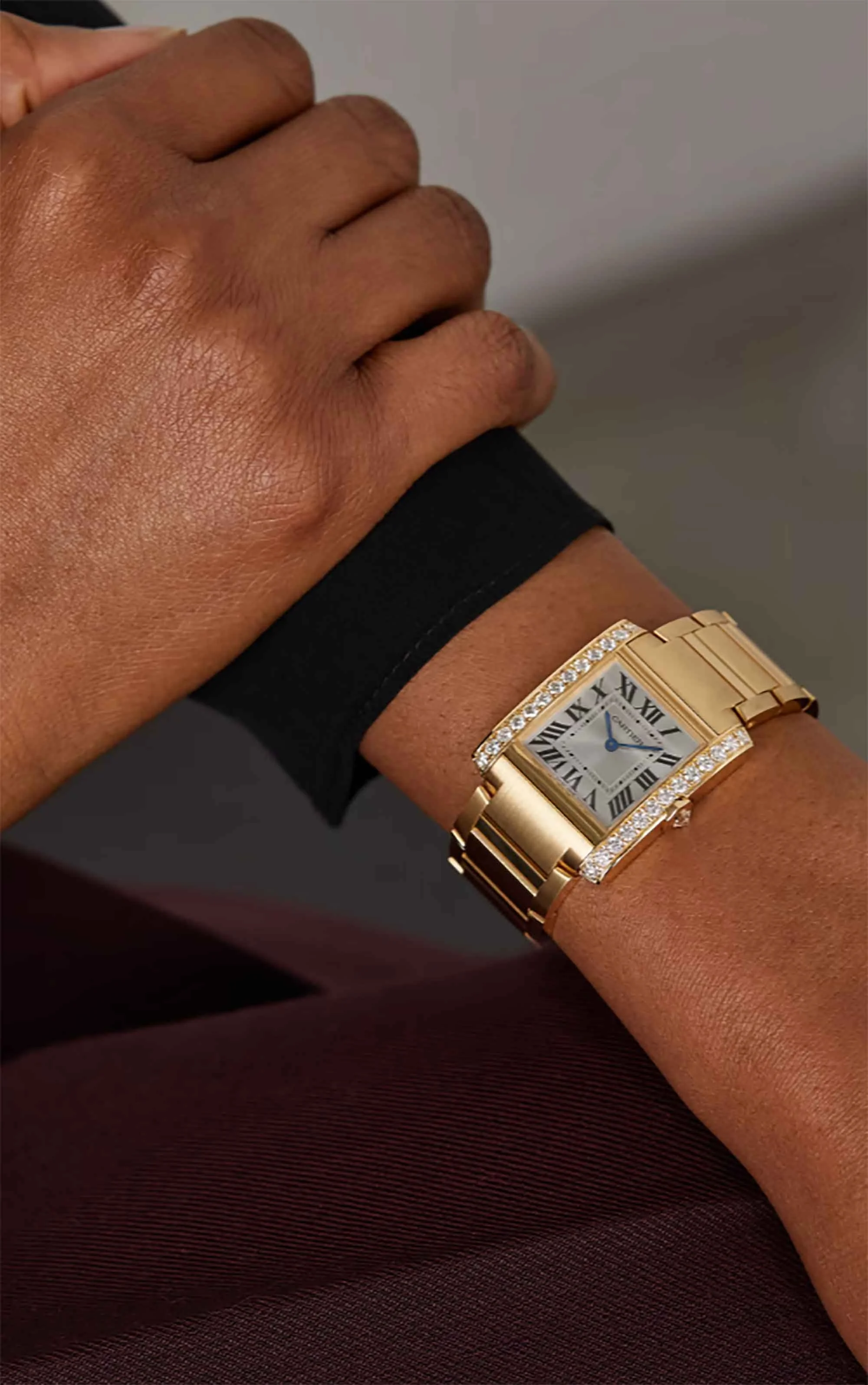 Cartier Tank Française 32mm Medium 18-Karat Gold Diamond Watch – $30,700 + tax &amp; delivery