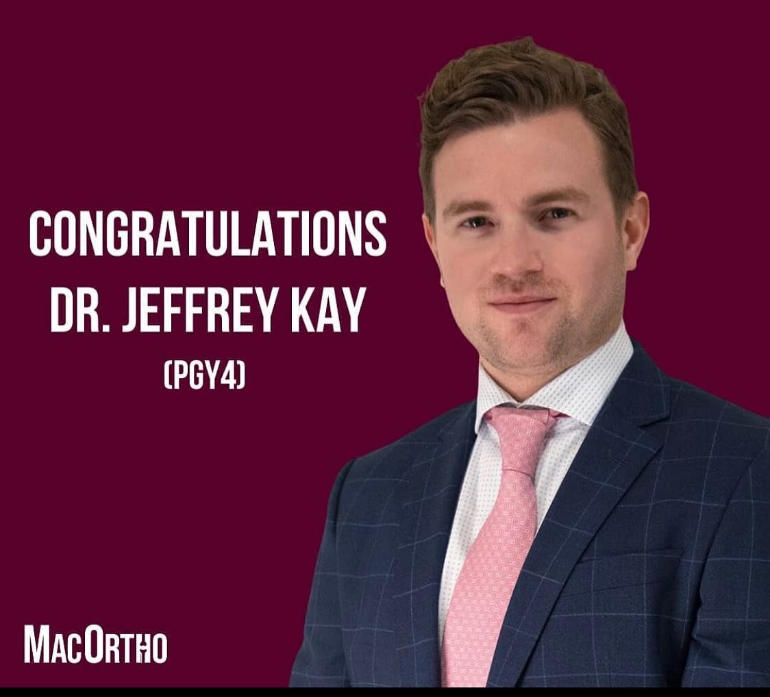 Please join us in congratulating Dr. Jeffrey Kay (@kayimjeff ) who was awarded a Resident Research Grant from the PSI Foundation for his project titled &quot;Early arthroscoPic stabilization veRsus rehabilitatiOn of the shoulder in adolescents with a