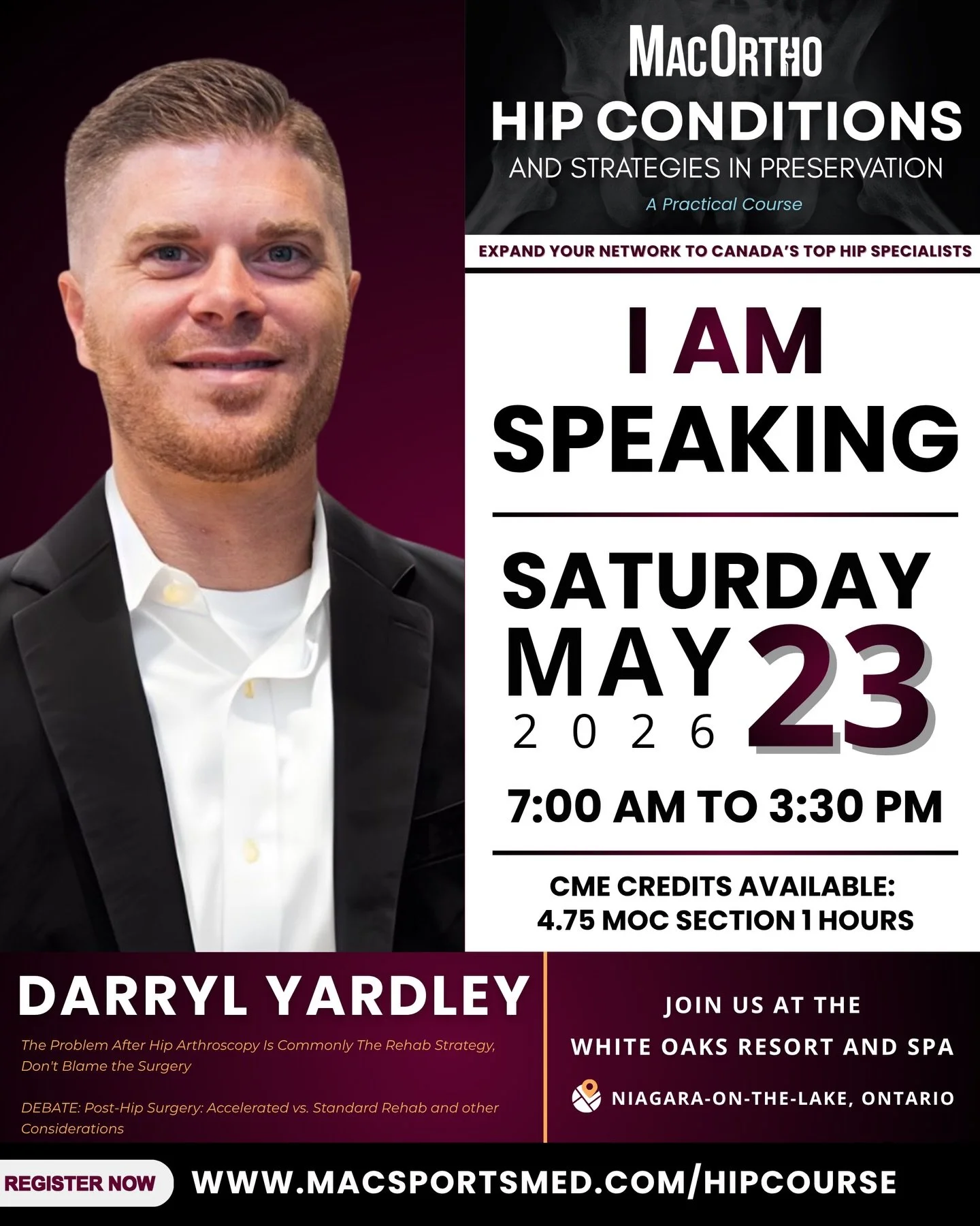 Meet the 2026 Hip Course Faculty: Darryl Yardley

A leader in rehabilitation for hip and lumbopelvic conditions, Darryl Yardley brings over a decade of experience as a physical therapist working closely with orthopaedic and neurosurgical teams.

His 