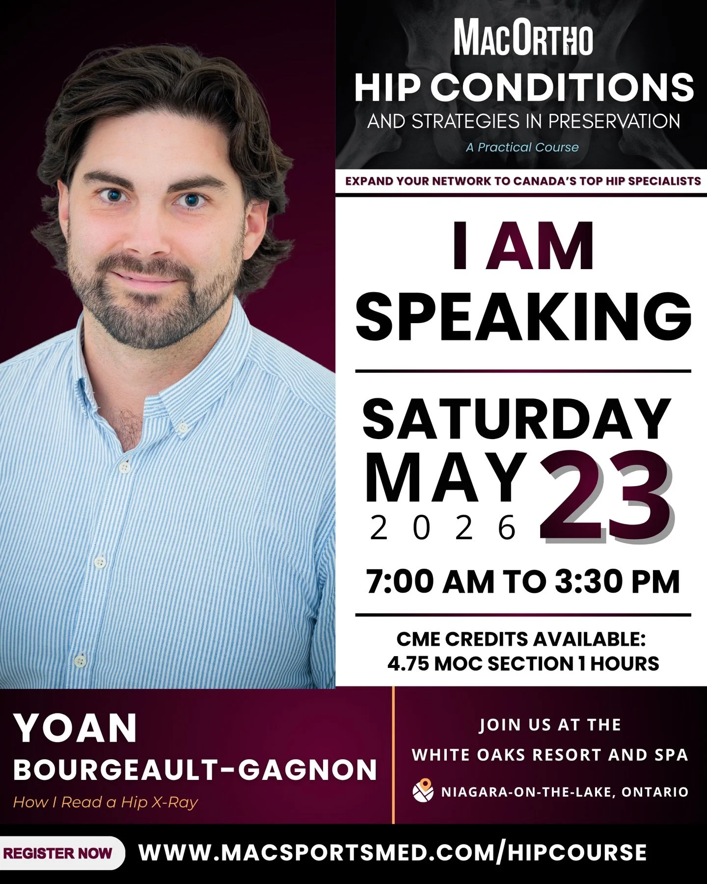 Meet 2026 Hip Course Faculty: Dr. Yoan Bourgeault-Gagnon

Dr. Bourgeault-Gagnon is an Adjunct Professor in the Division of Orthopaedic Surgery at the Universit&eacute; de Sherbrooke. He is a clinician-researcher specializing in hip preservation and s