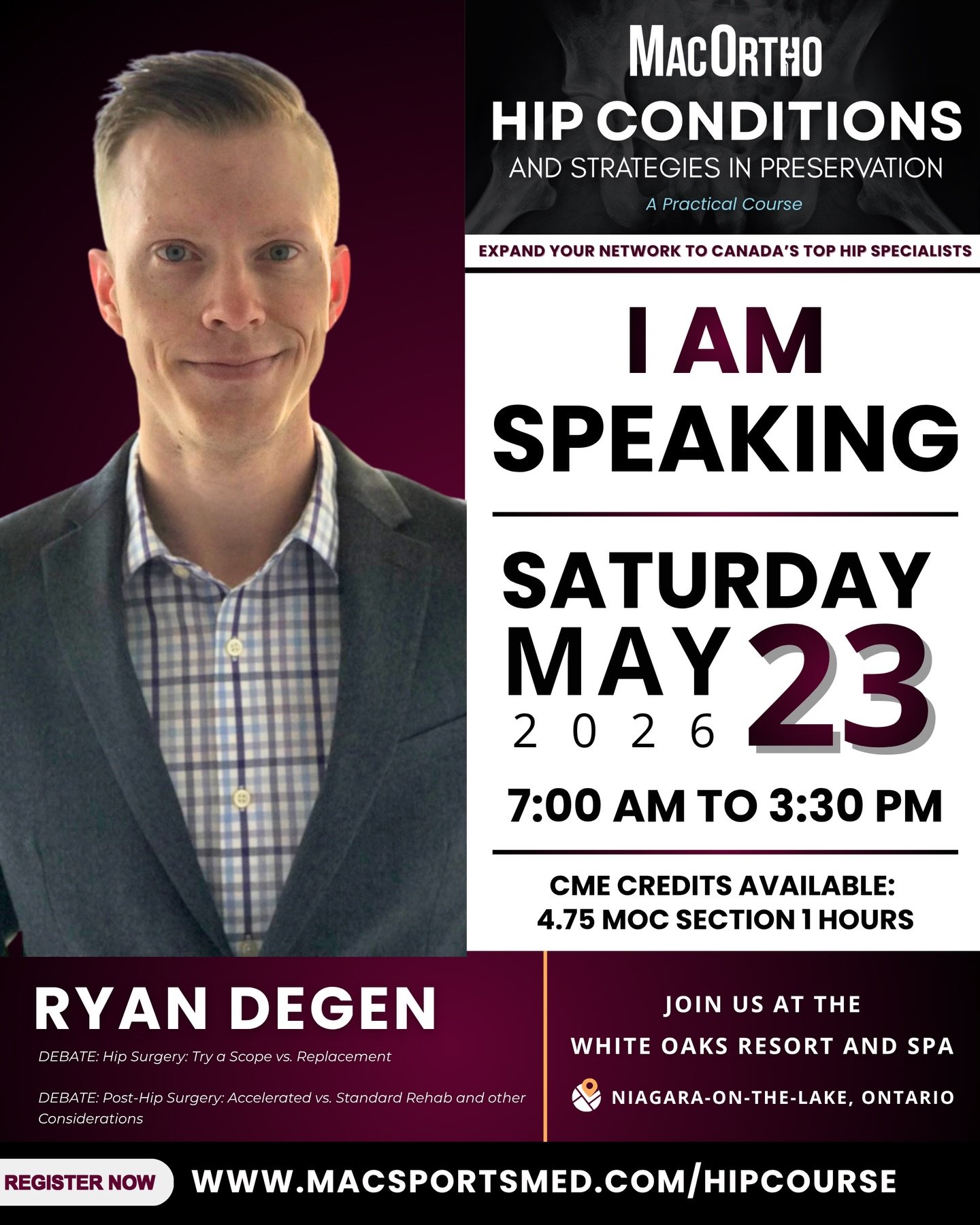 Meet the 2026 Hip Course Faculty: Dr. Ryan Degen

Dr. Ryan Degen is an orthopedic surgeon specializing in athletic injuries of the hip, shoulder and knee. Originally from London, Dr. Degen completed his undergraduate degree at Western University, bef