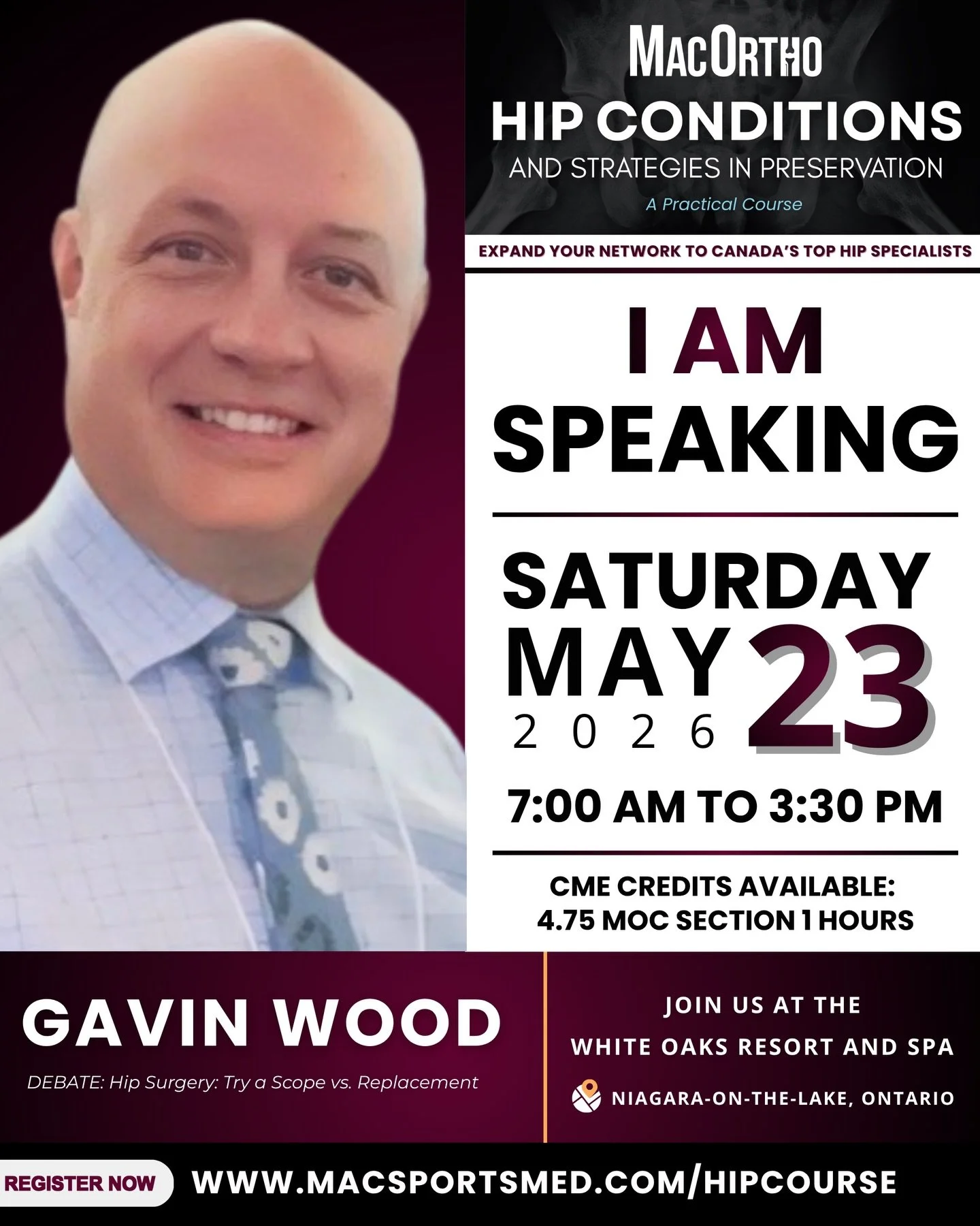 Meet the 2026 Hip Course Faculty - Dr. Gavin Wood

Dr. Gavin Wood is an orthopaedic surgeon specializing in lower limb reconstruction, hip and knee arthroplasty, and young adult hip preservation. In 2025, he joined McMaster University and Hamilton He