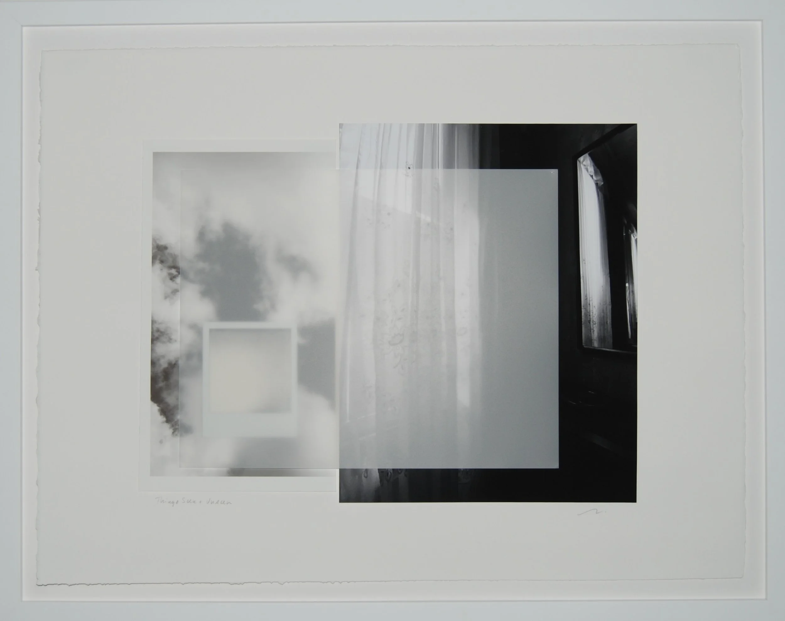 Things Seen And Unseen, 23” x 29” (framed size), archival giclee, Polaroid, thread and vellum on BFK Rives, 2026
