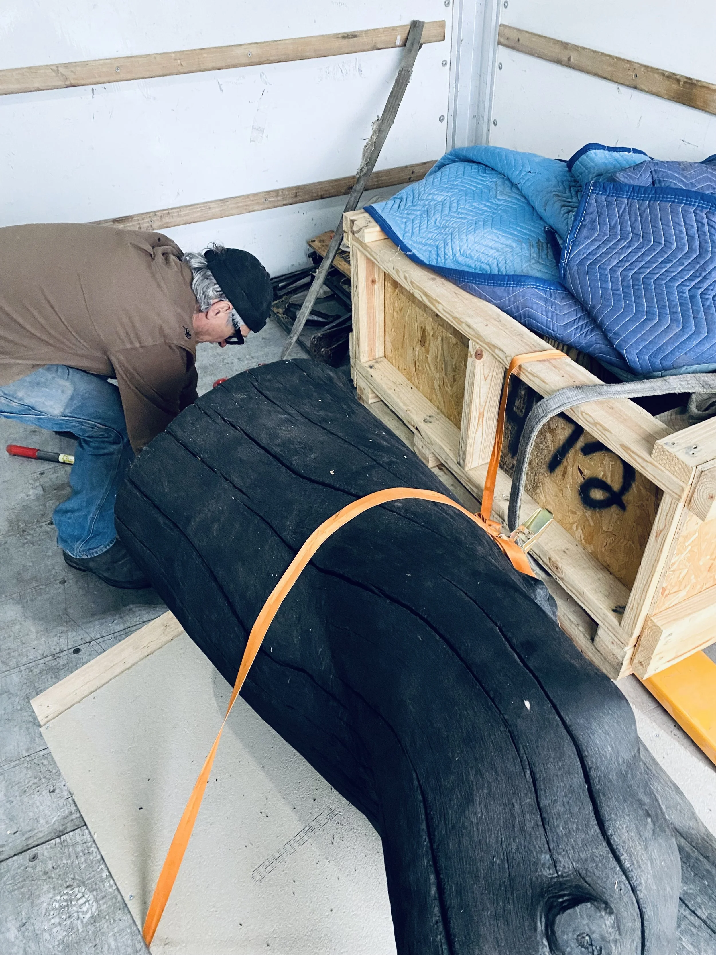 Process : logistics of moving a work that weighs 500 pounds 