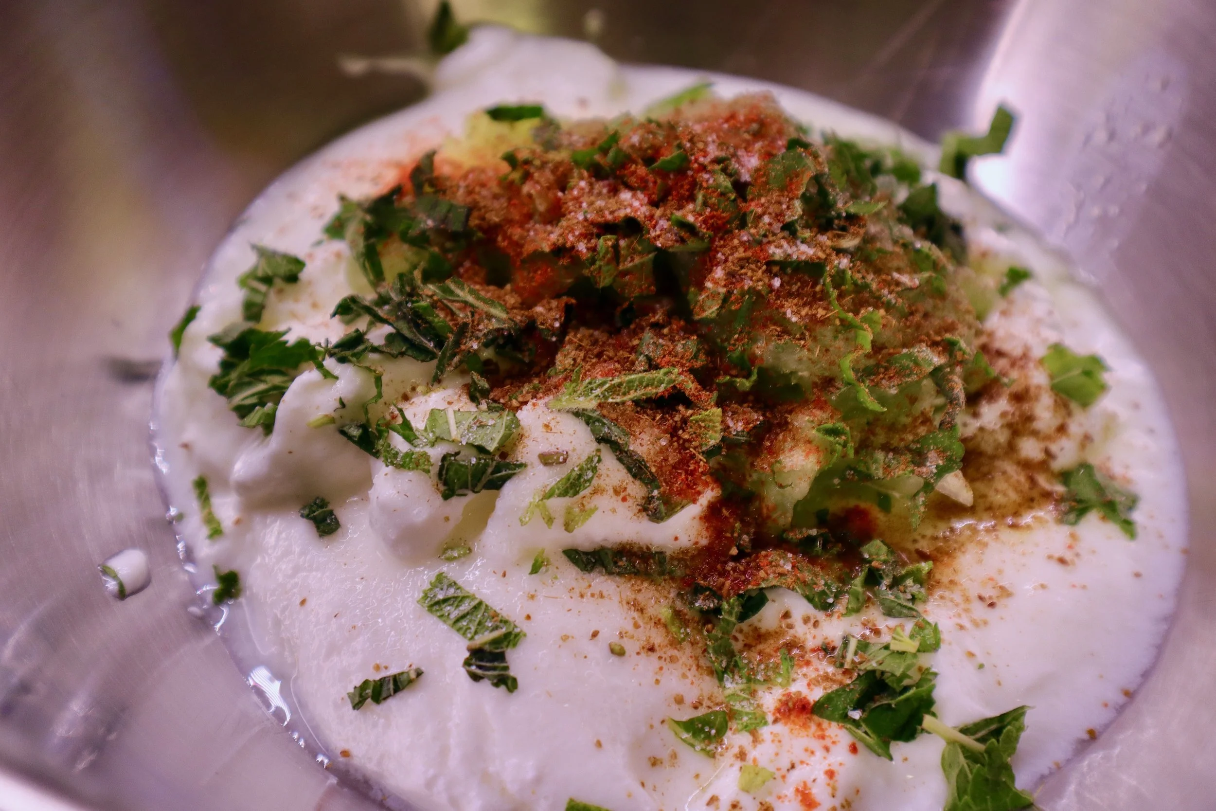 Make the raita as biryani bakes