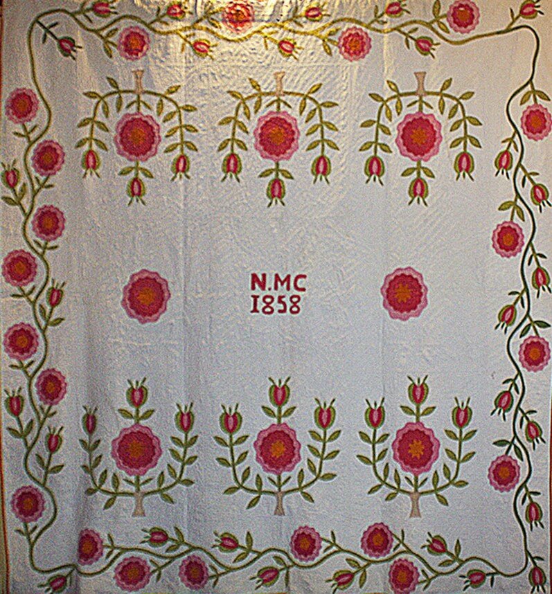 Prairie Flower Quilt; made by Nancy McLanem 1858