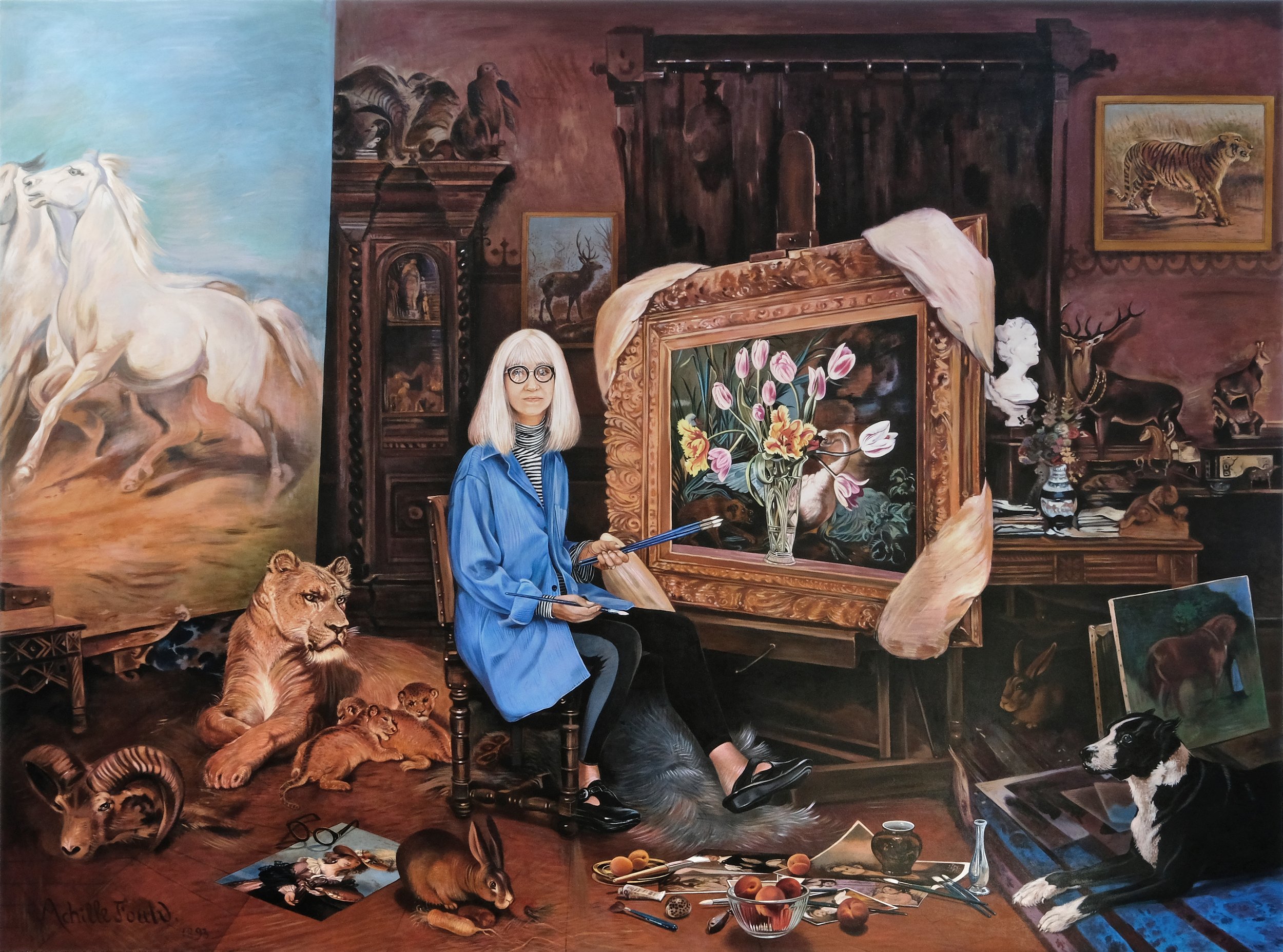 sw1116,SELFPORTRAIT IN ROSA BOHNEUR'S STUDIO,70 x 95in,2023,oil on canvas.jpg