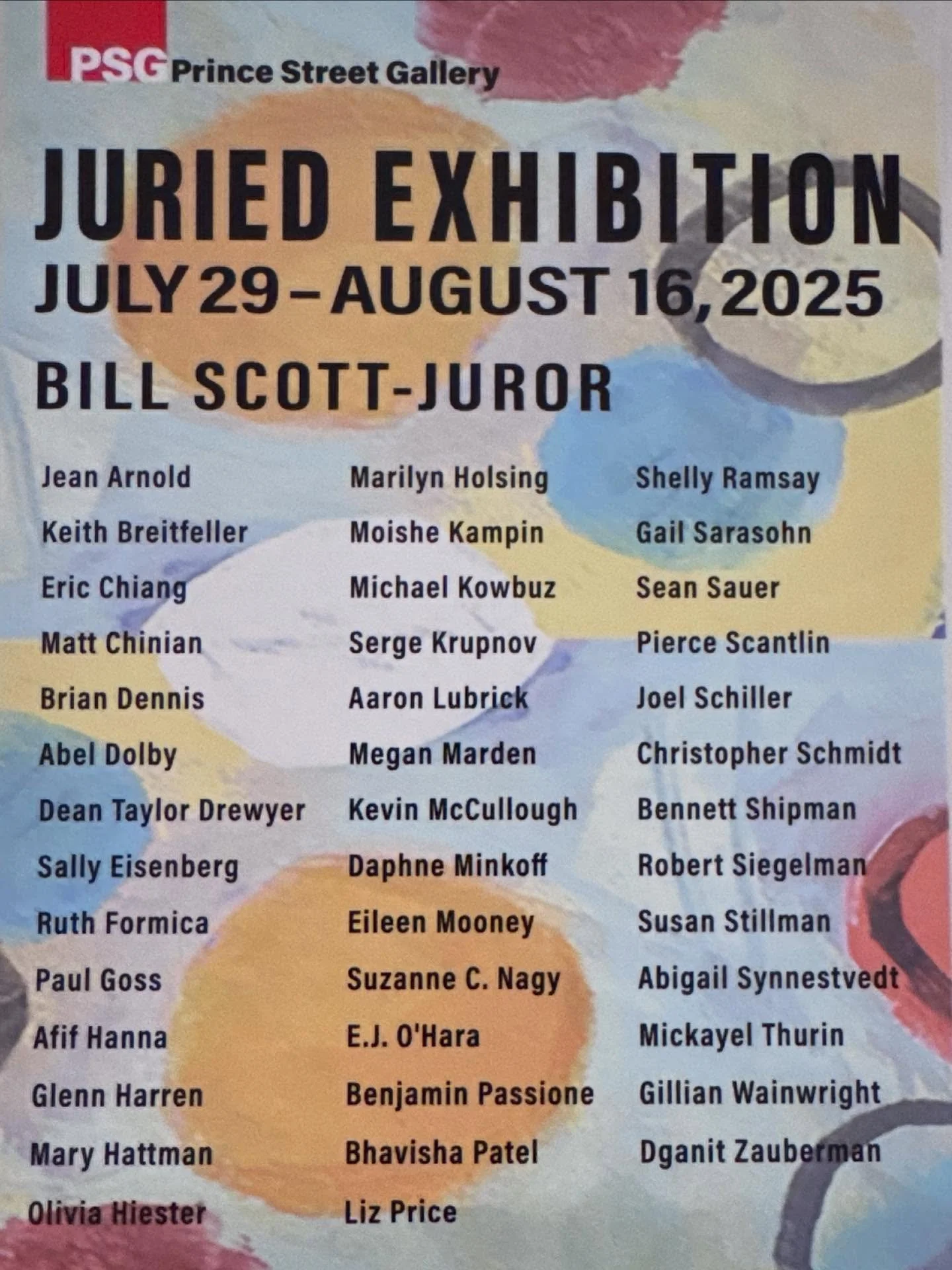 ✨ You&rsquo;re invited! ✨
Join me this Thursday, July 31st from 6&ndash;8 PM for the Opening Reception of Prince Street Gallery&rsquo;s Annual Juried Exhibition, juried by the esteemed Bill Scott.

I&rsquo;m honored to be showing alongside an incredi