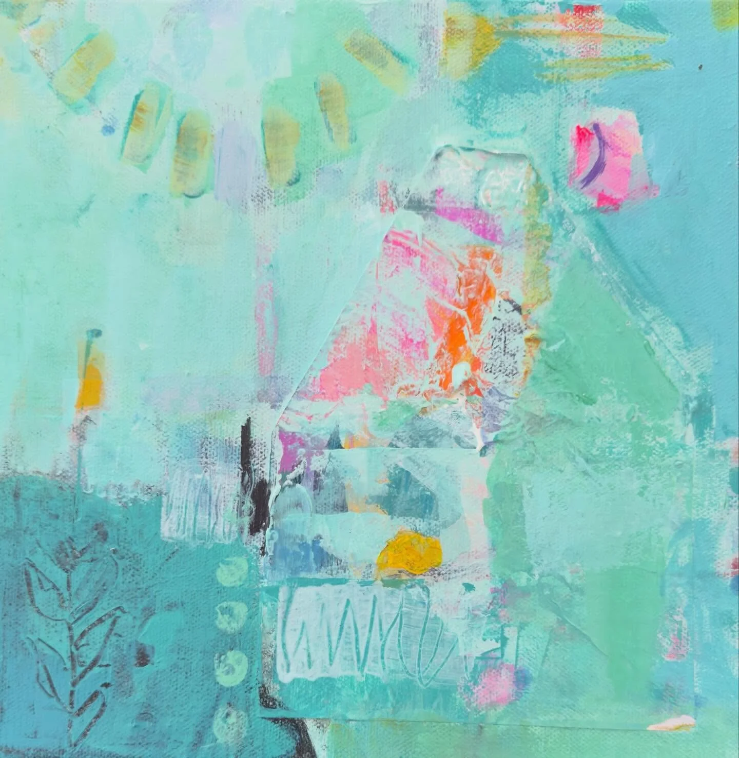 These three 10&rdquo; x 10&rdquo; pieces are part of my current exhibition, &ldquo;Connections: Coming Together&rdquo;, on view through May 28th at ARTSpace1241. 
From left: &ldquo;Homecoming&rdquo;, &ldquo;Around the Table&rdquo;, and &ldquo;Reachin