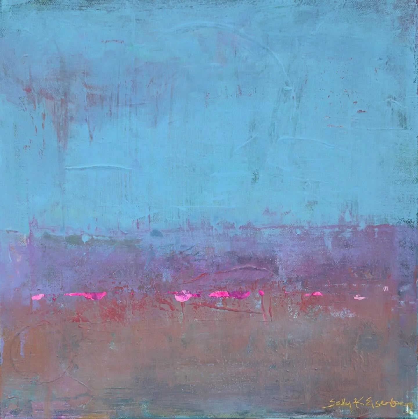 &ldquo;Possibility&rdquo;

A horizon line hums through this piece&mdash;soft yet electric&mdash;where quiet blues meet grounded earth and a pulse of neon breaks through. It&rsquo;s that moment of pause before something shifts&hellip; where connection