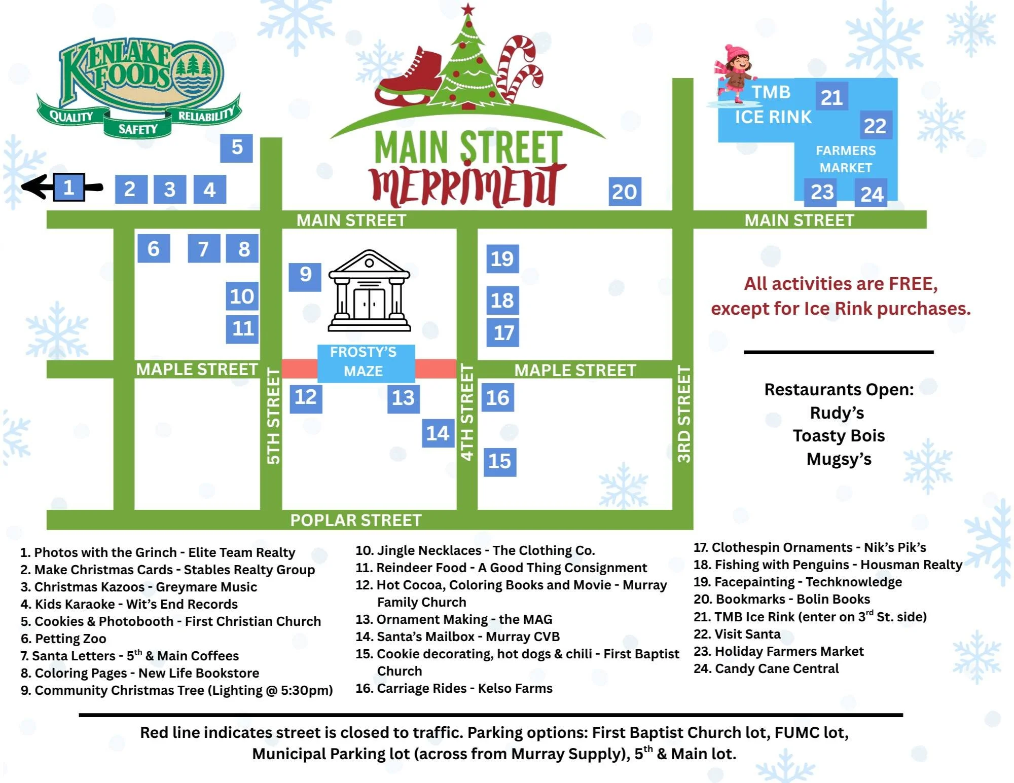 Check out the full lineup of Main Street Merriment activities &amp; make your plans now! 🎅 Click the link in our bio to download the map, or grab one downtown Friday night.