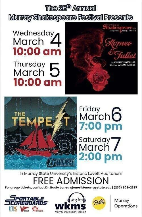 26th Annual Murray Shakespeare Festival presents: The Tempest 