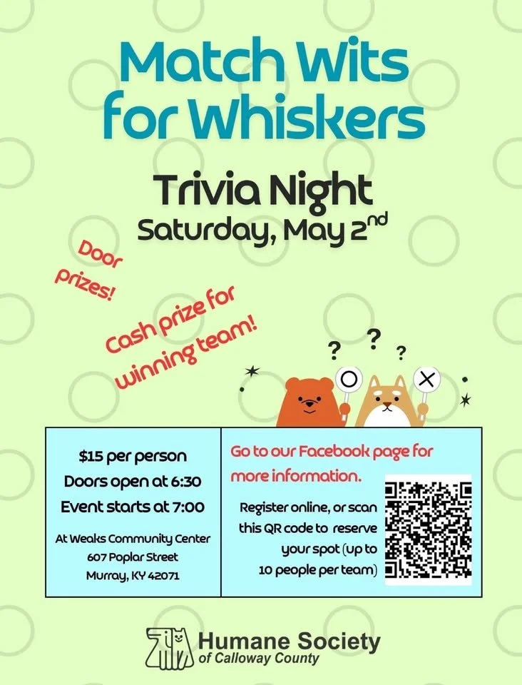 Wits for Whiskers Trivia Night with Calloway County Humane Society 
