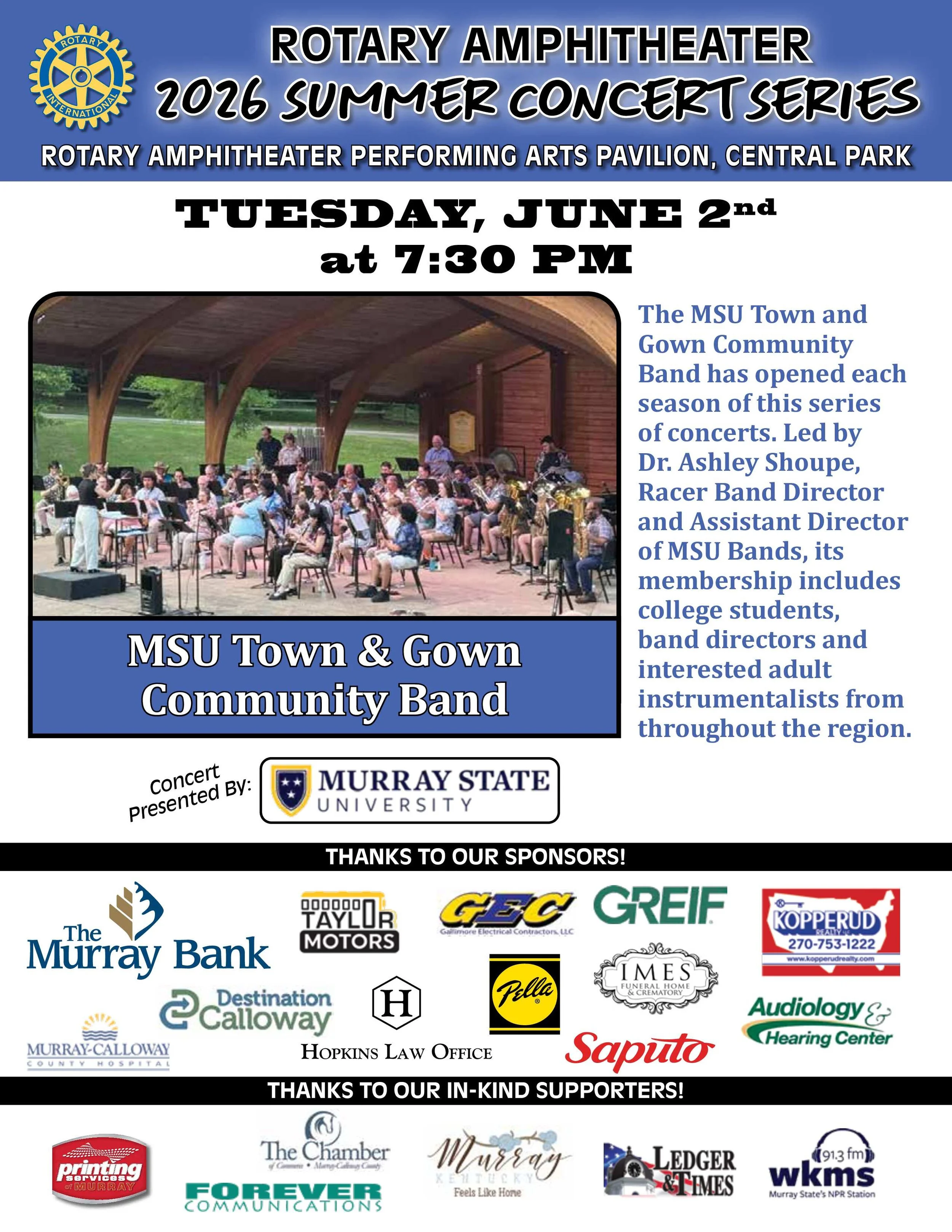 Rotary Summer Concert Series: MSU Town and Gown