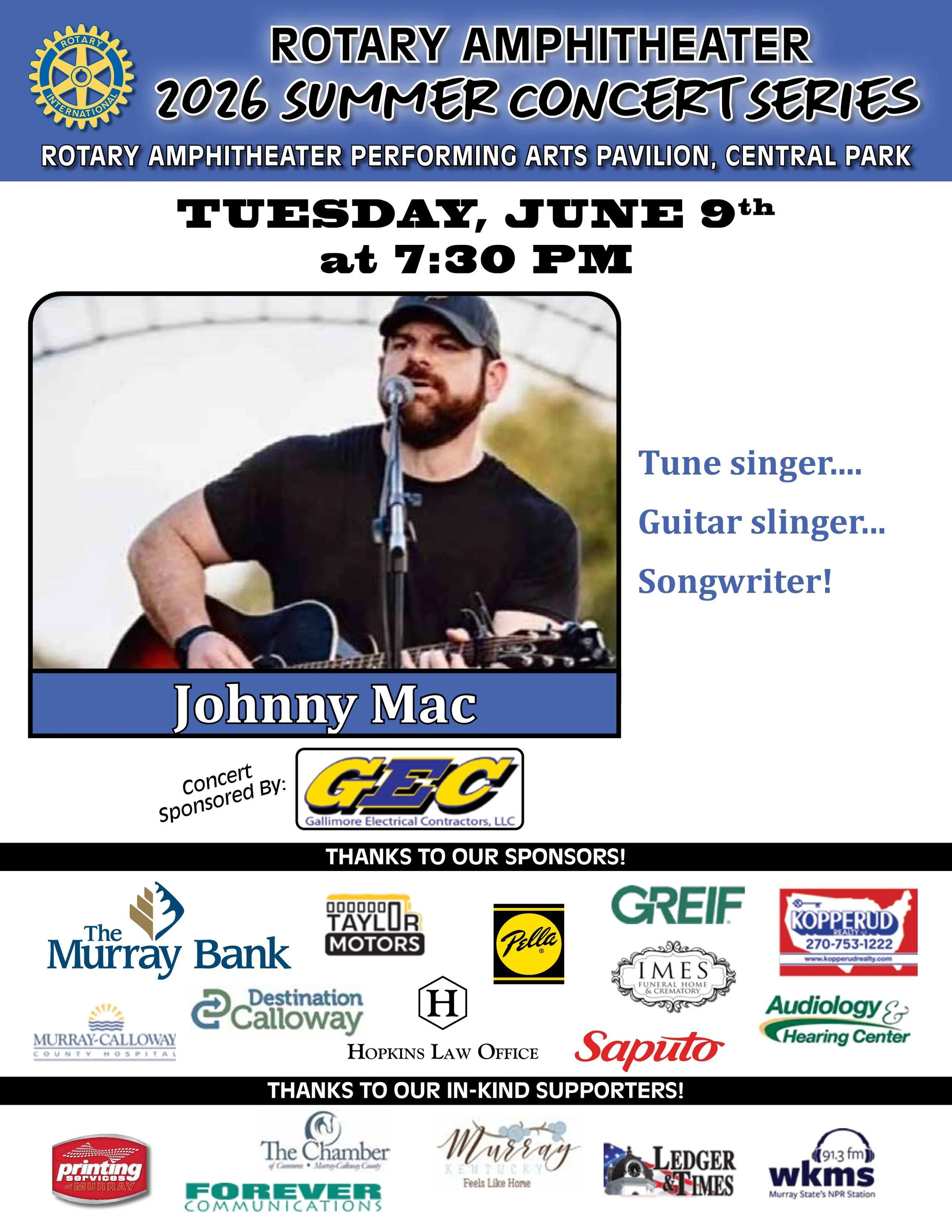 Rotary Summer Concert Series: Johnny Mac