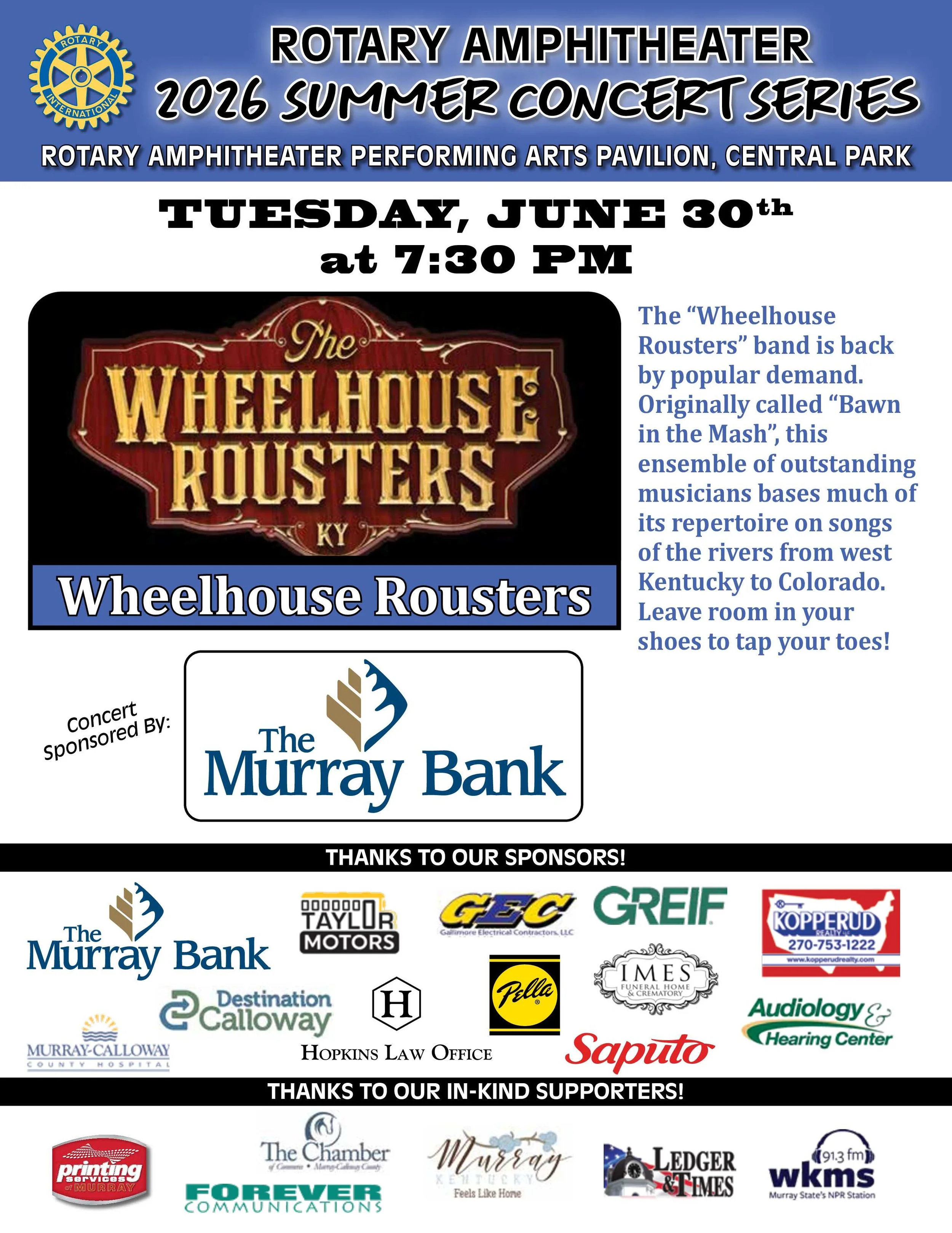 Rotary Summer Concert Series: The Wellhouse Rousters