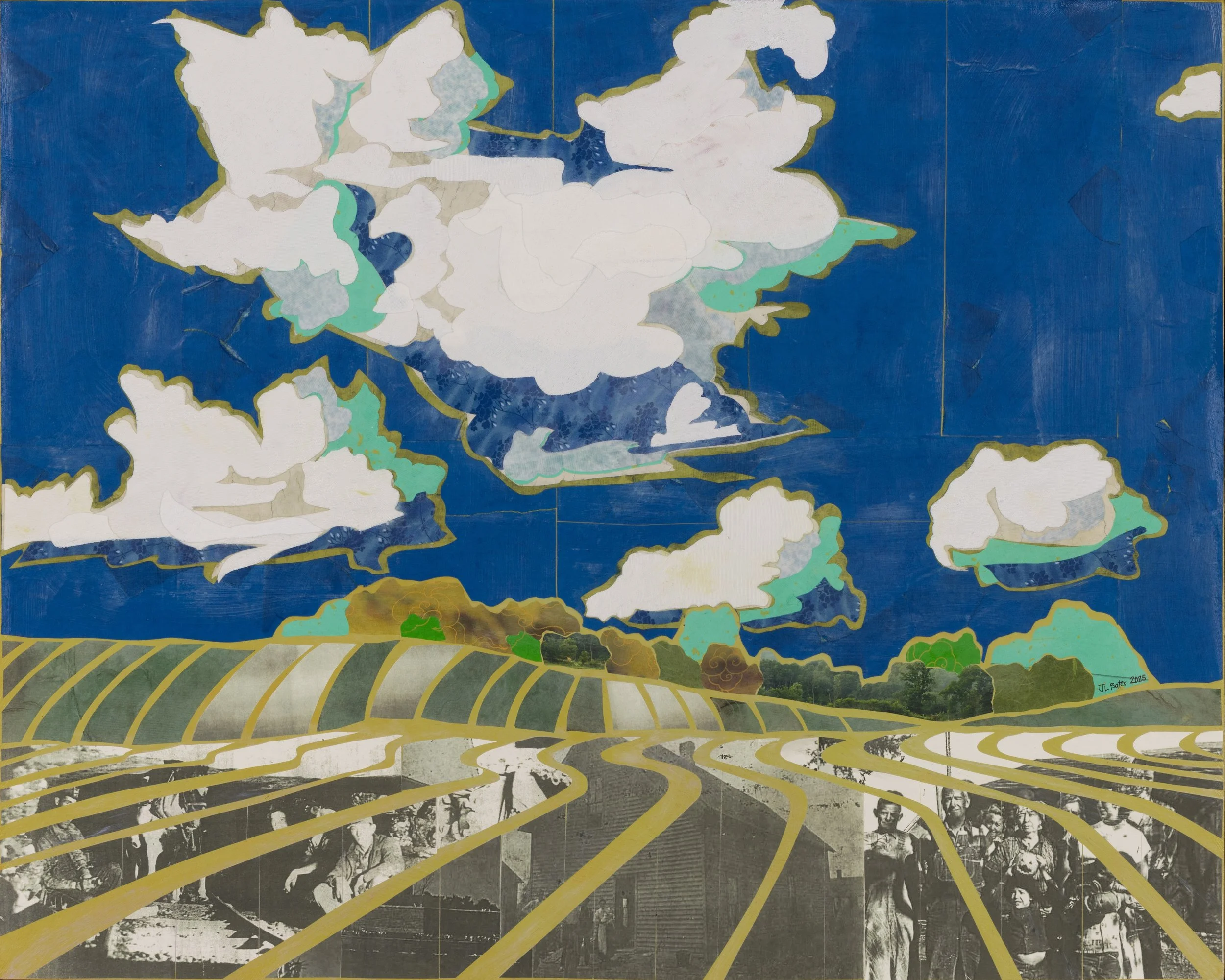   Spring Crop Rows   Mixed media on wood panel  2025  24”h x 30”w 