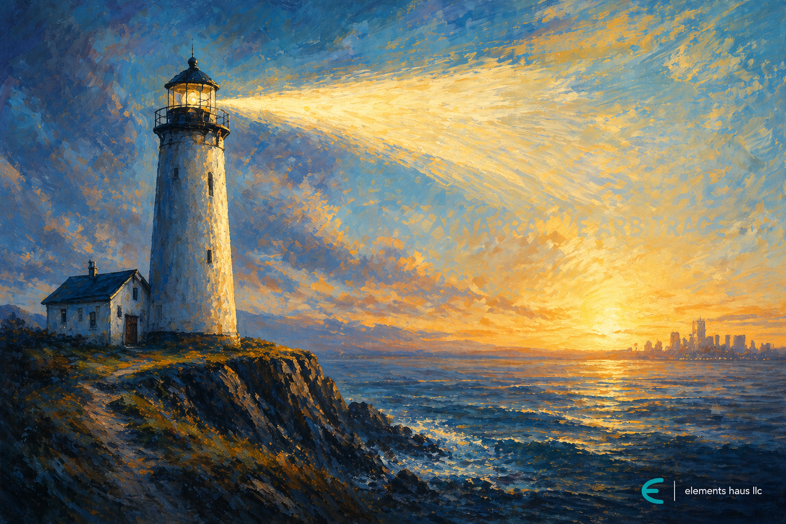 A painterly image of a lighthouse  saqiba najam