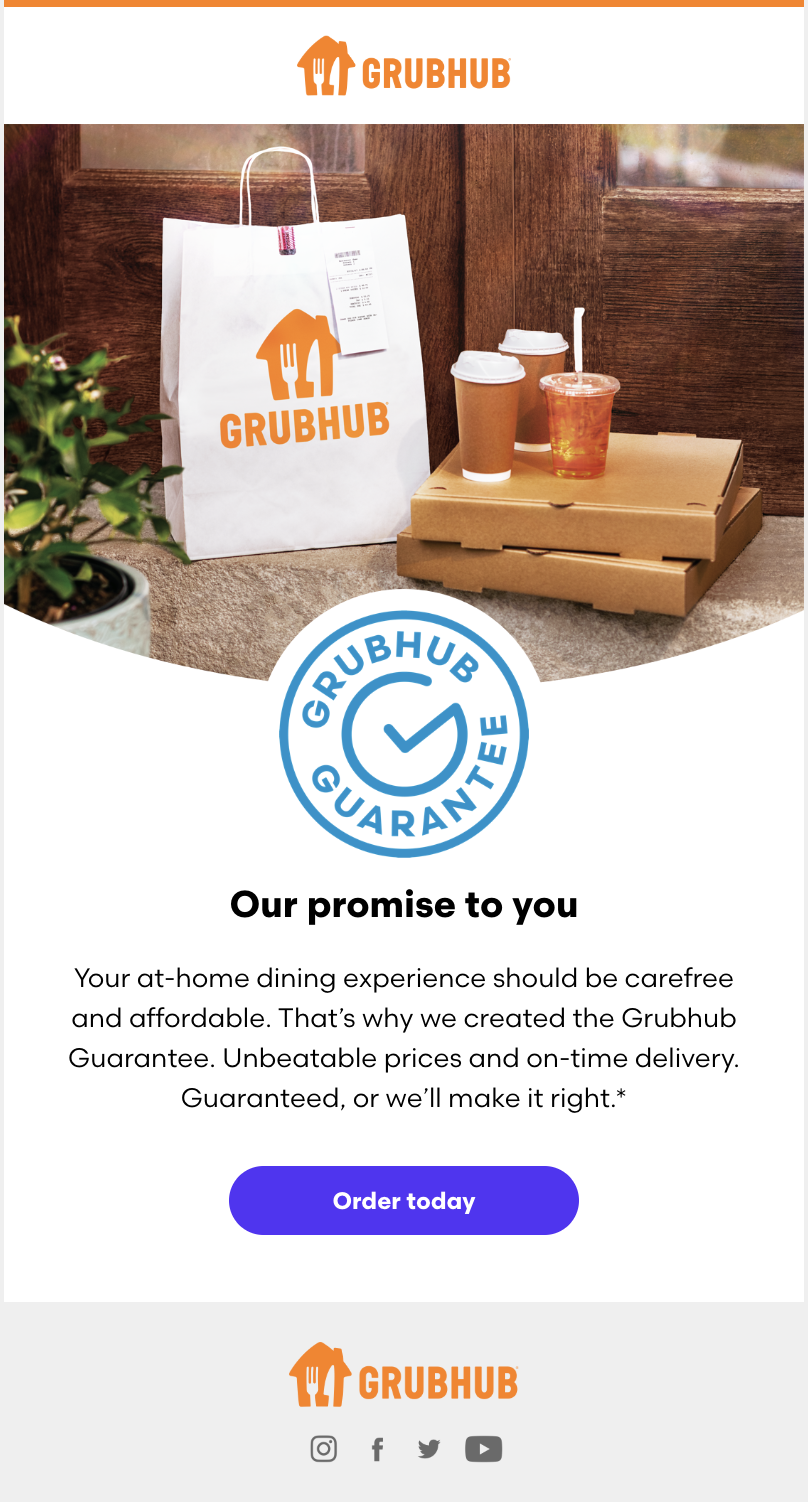 Grubhub Guarantee email