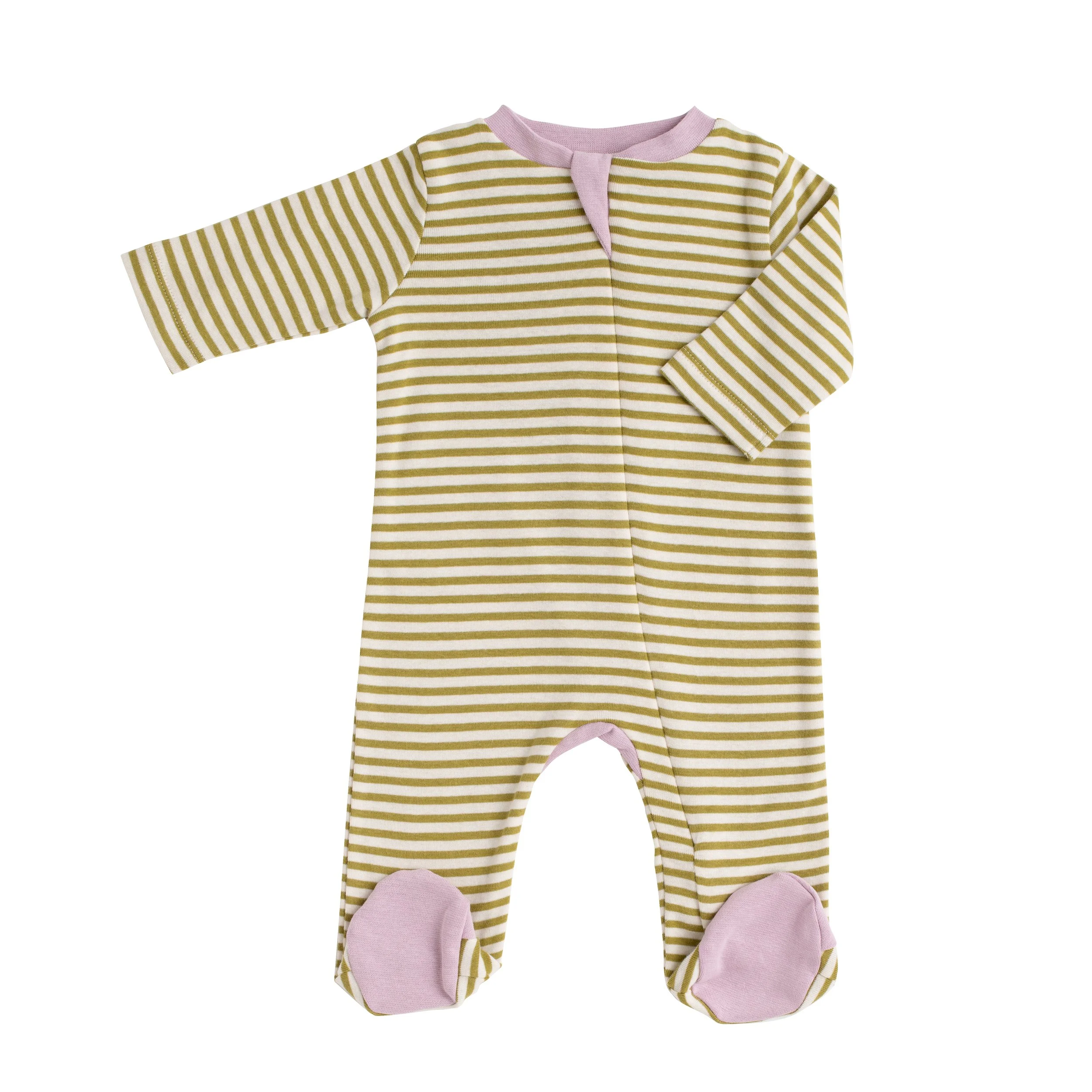 Mimi bowe Khaki Ecru Stripe Babygrow Lilac trim €35 *.jpg