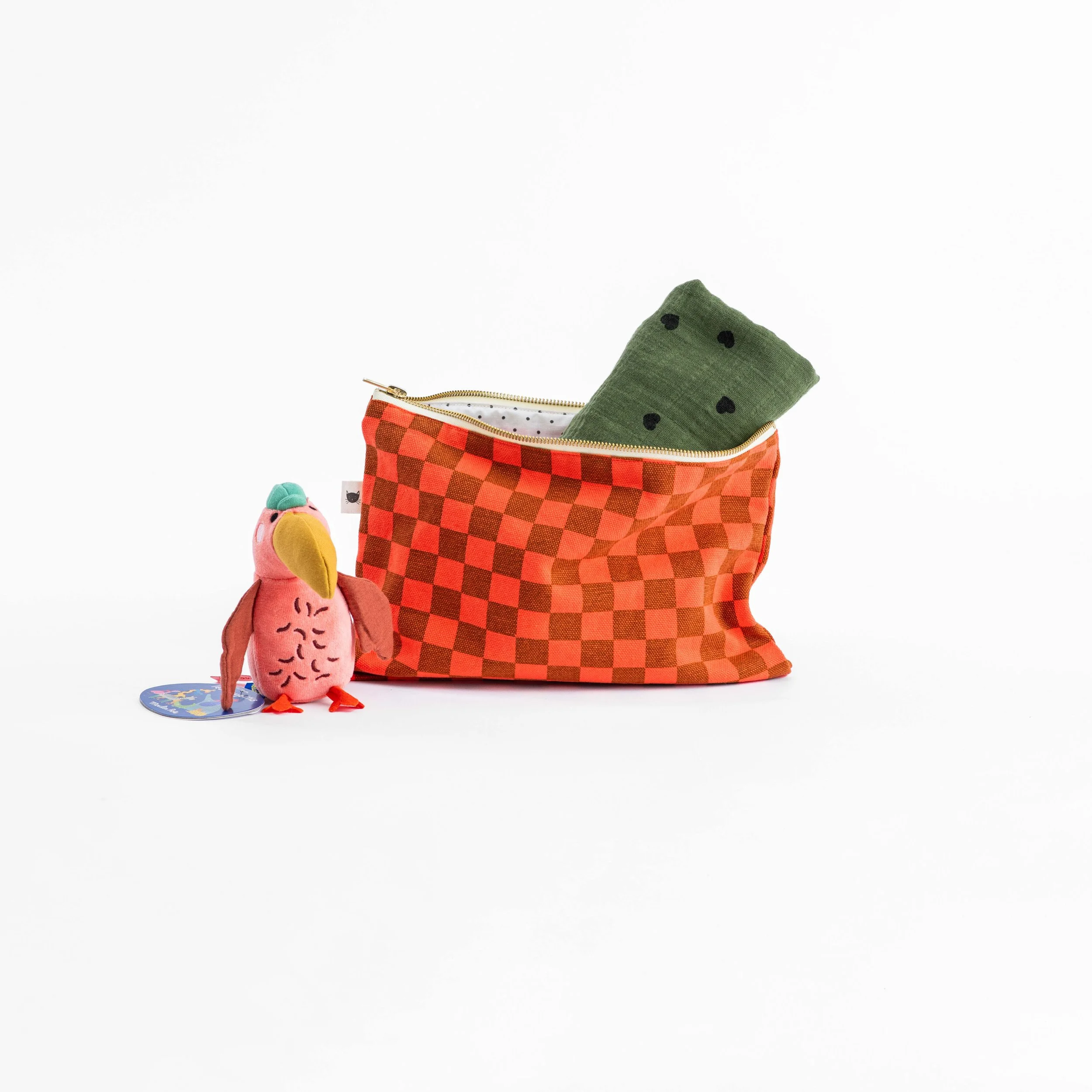 Lili Check Pouch Coral