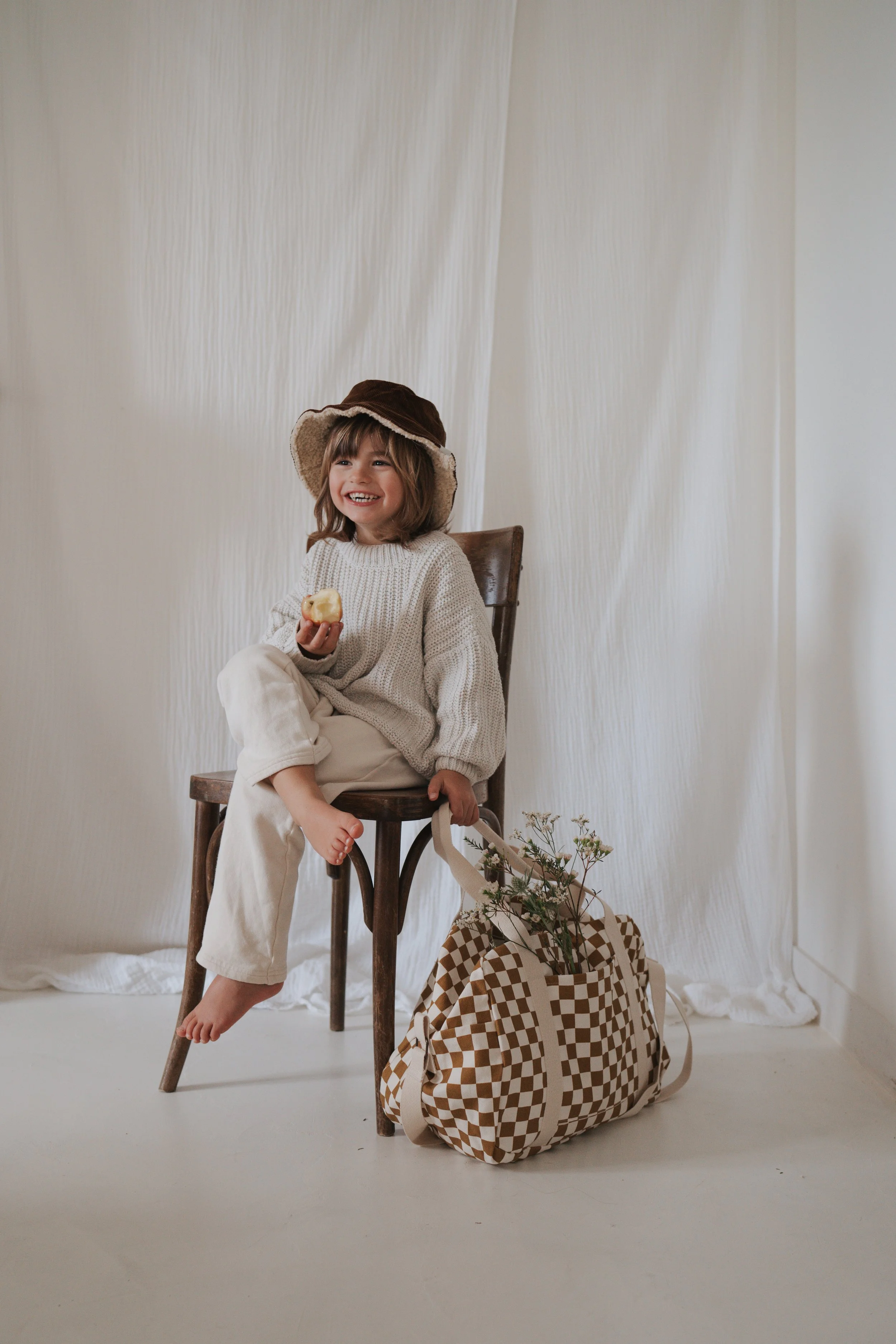 Raphael Check Changing Bag | Caramel